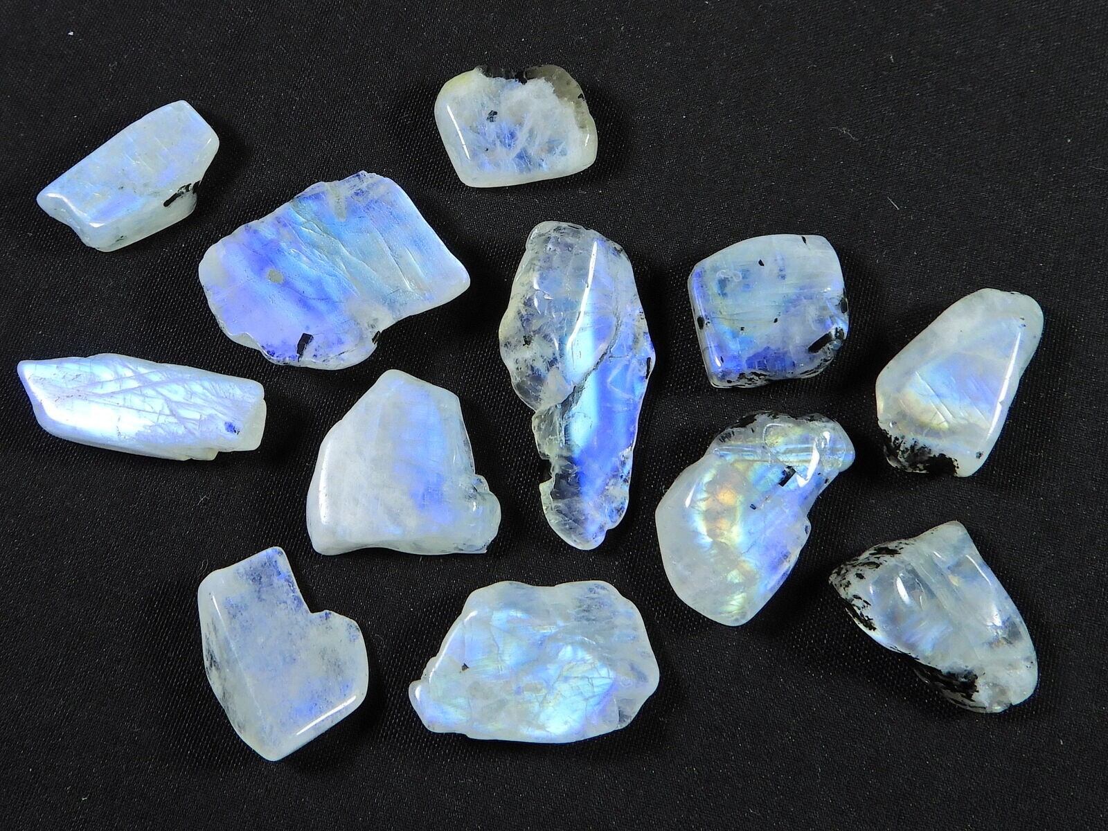 121Ct Natural Rainbow Moonstone Rock Rough Raw Crystal 12 Pcs Lot Loose Gemstone
