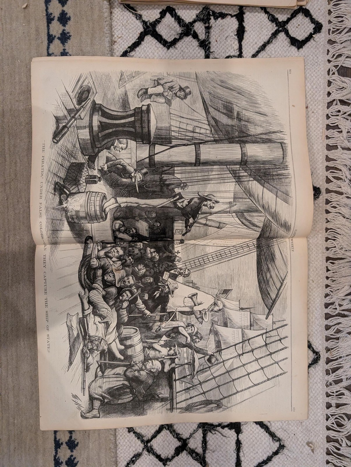 1872 Nast Ship of State Harpers Weekly Nov 09 Election Centerfold
