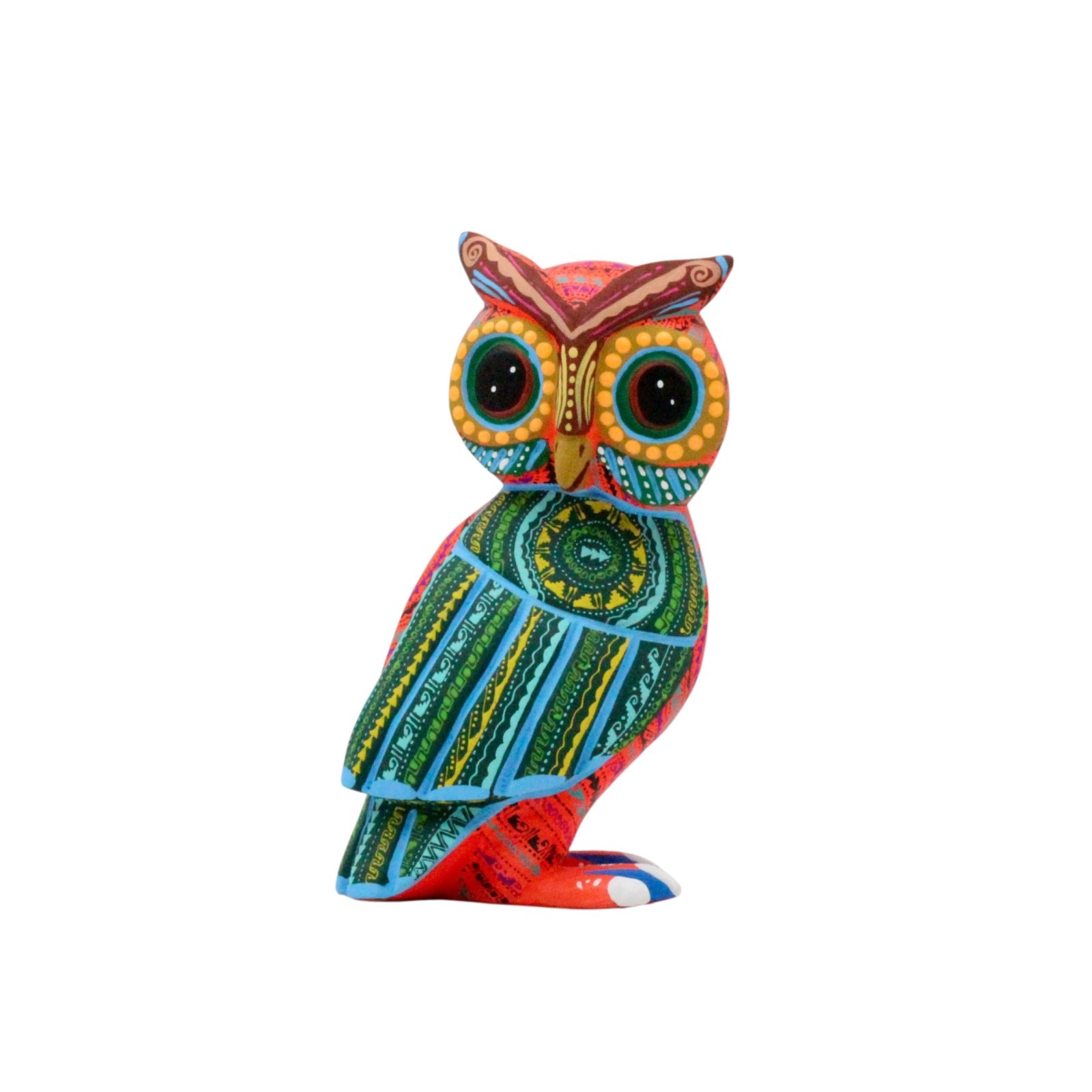 Owl Alebrije Hand Carved Wooden Mexican Folk Art Sculpture Oaxaca Painted