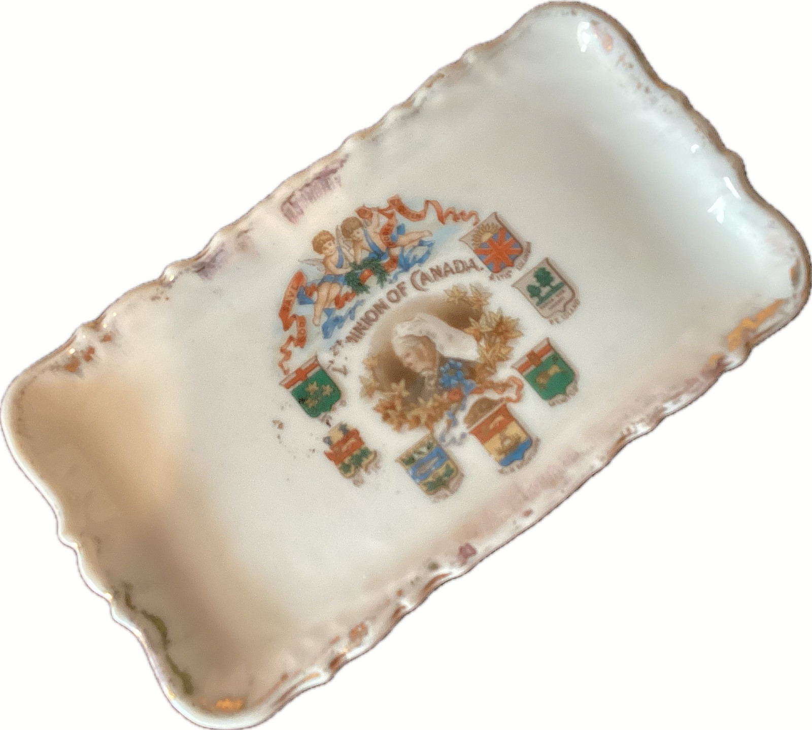 Queen Victoria Porcelain Pin Dish 1900 Dominion of Canada Rectangular 5