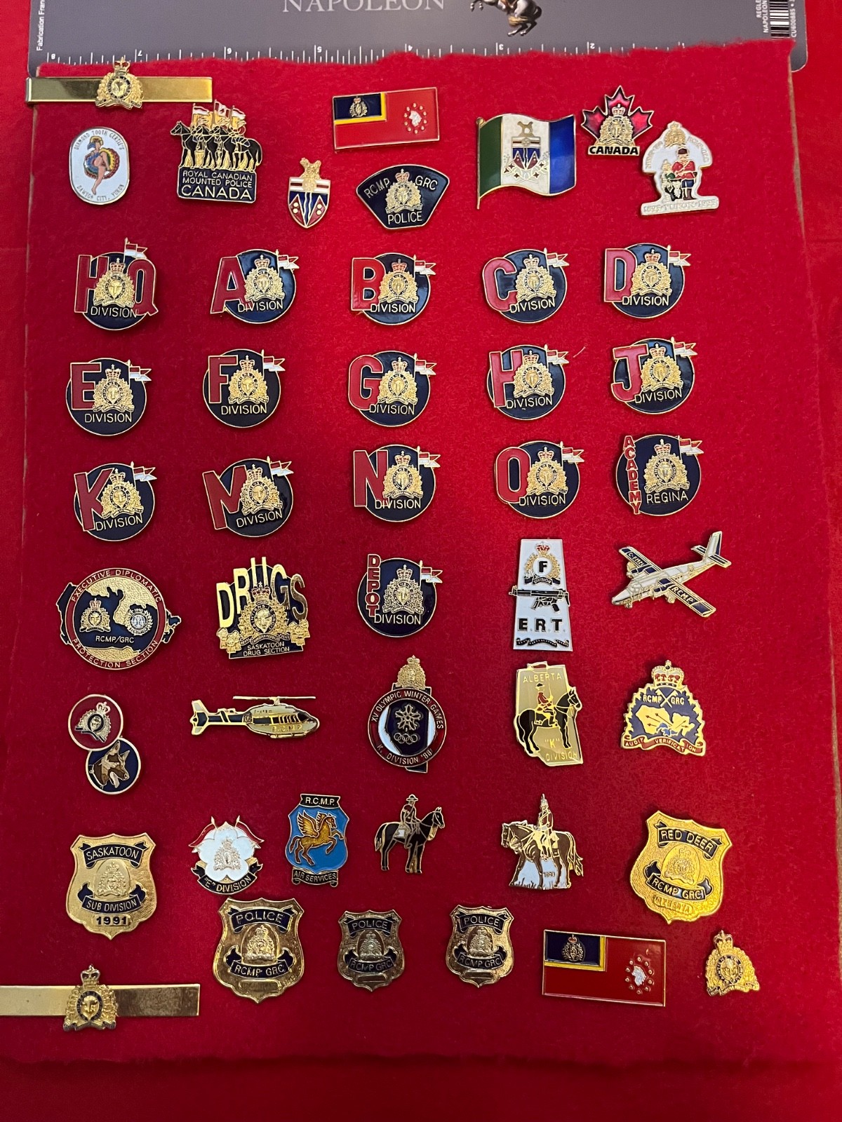 Vintage RCMP GRC Division LOT (47) Collectors Enamel tie Pins Canada Police