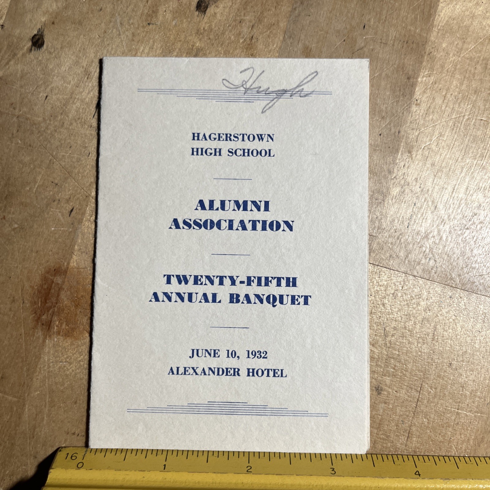 Antique Hagerstown High School Alumni Ass. 25th Annal Banquet 1932 Program — O2