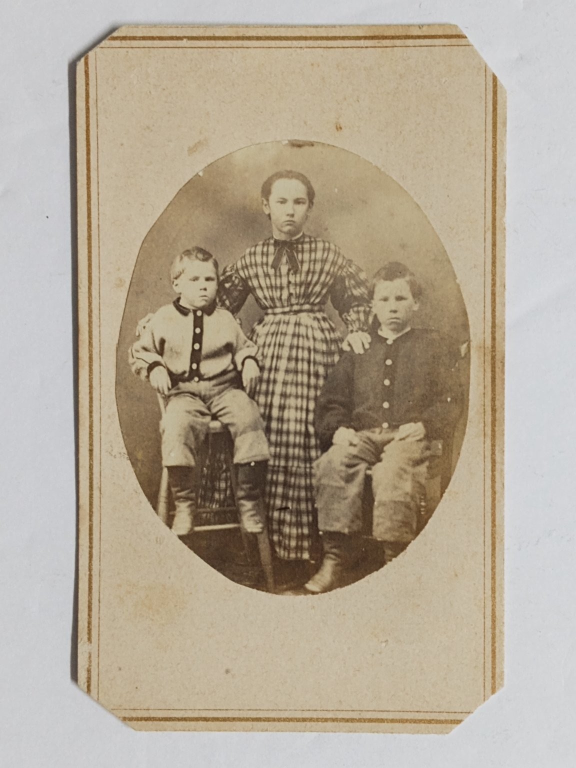 Victorian Era CDV Photograph Three Children Studio Portrait Corning NY