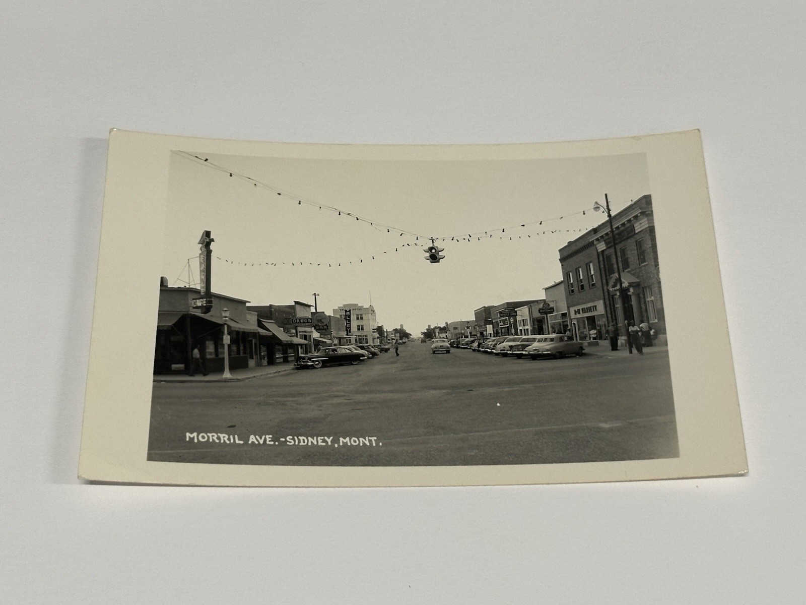 c1940’s RPPC Morril Avenue Sidney Montana Real Photo Street Scene Vintage Signs