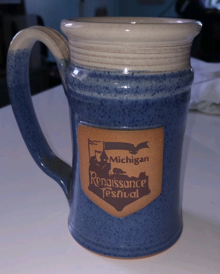 SEND OFFER Michigan Renaissance Festival Mug Stein - Pottery Stone - Limited
