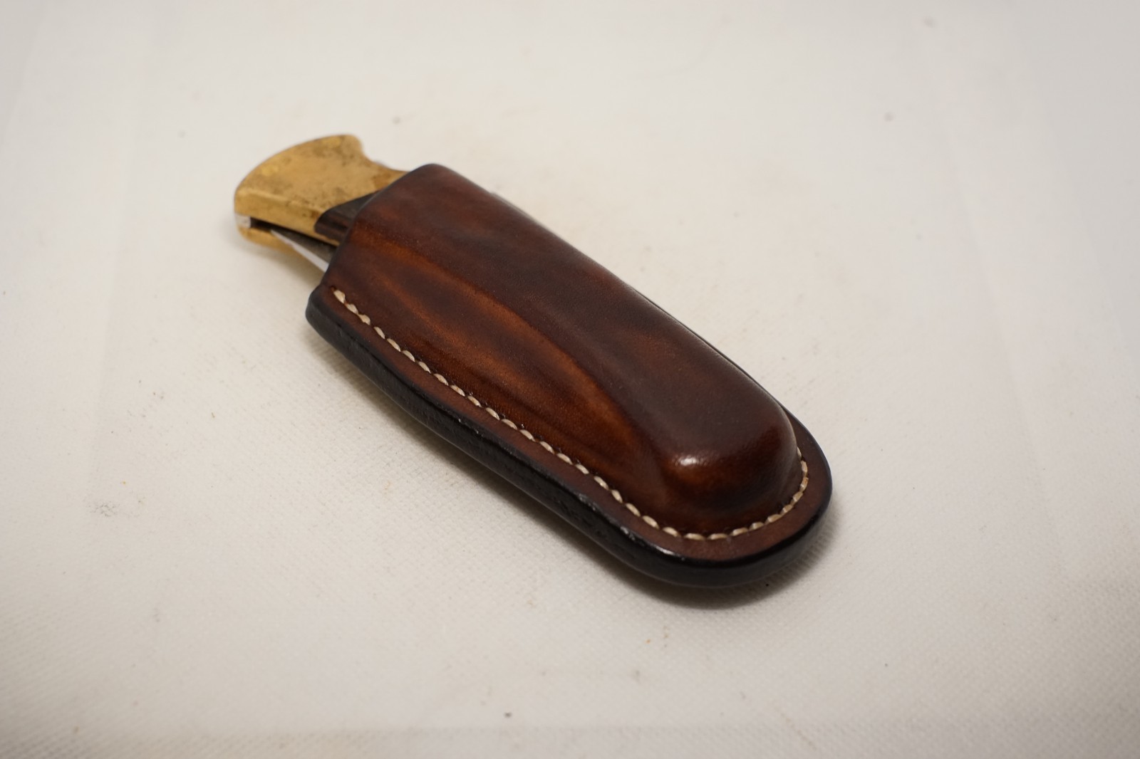 handmade buck 110 custom leather sheath dark brown, waxed, Sheath Only