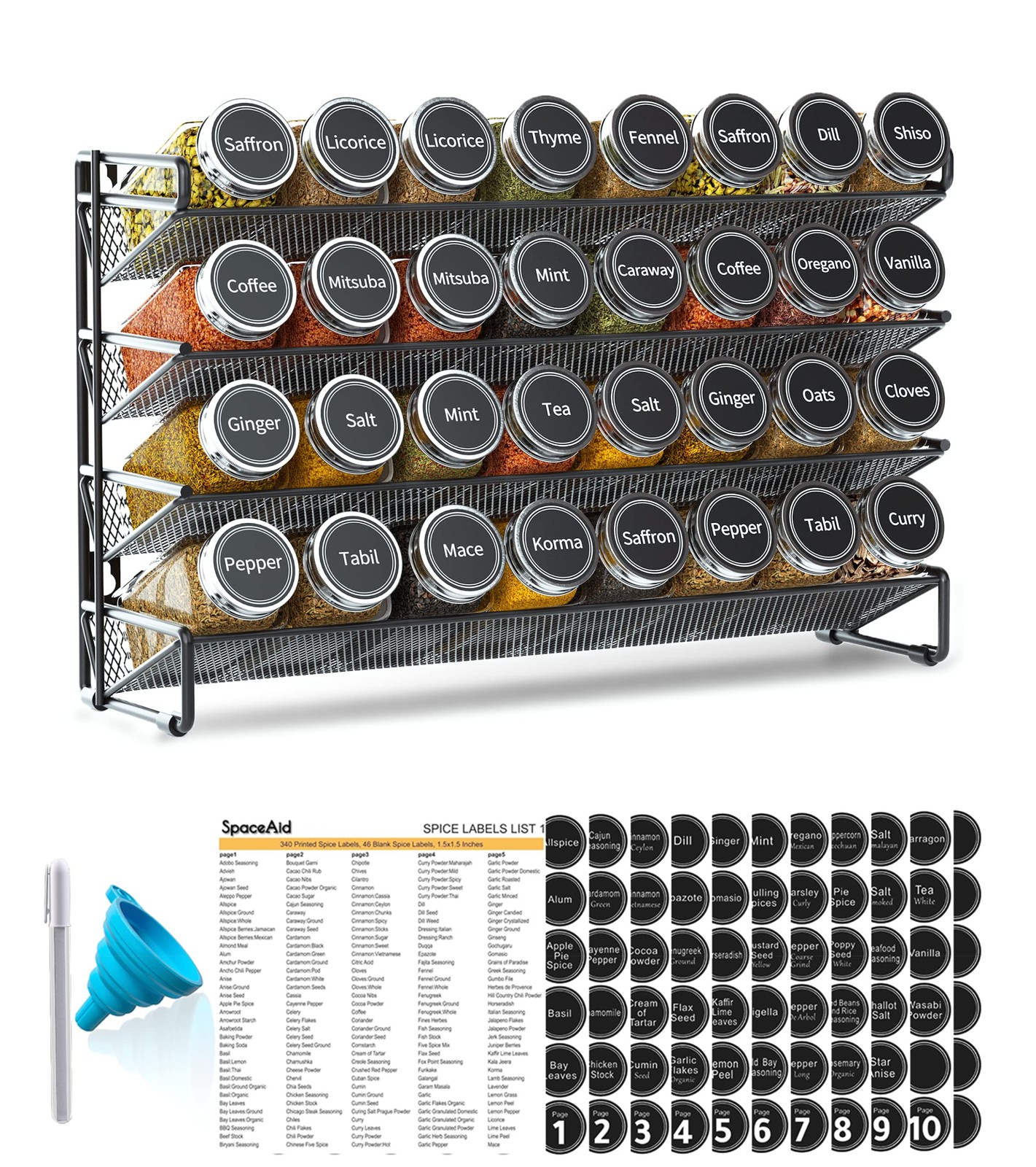 SpaceAid Spice Rack Organizer with 32 32 Jars, 15.3\ SpaceAid Spice Rack Organizer with 32 32 Jars, 15.3\