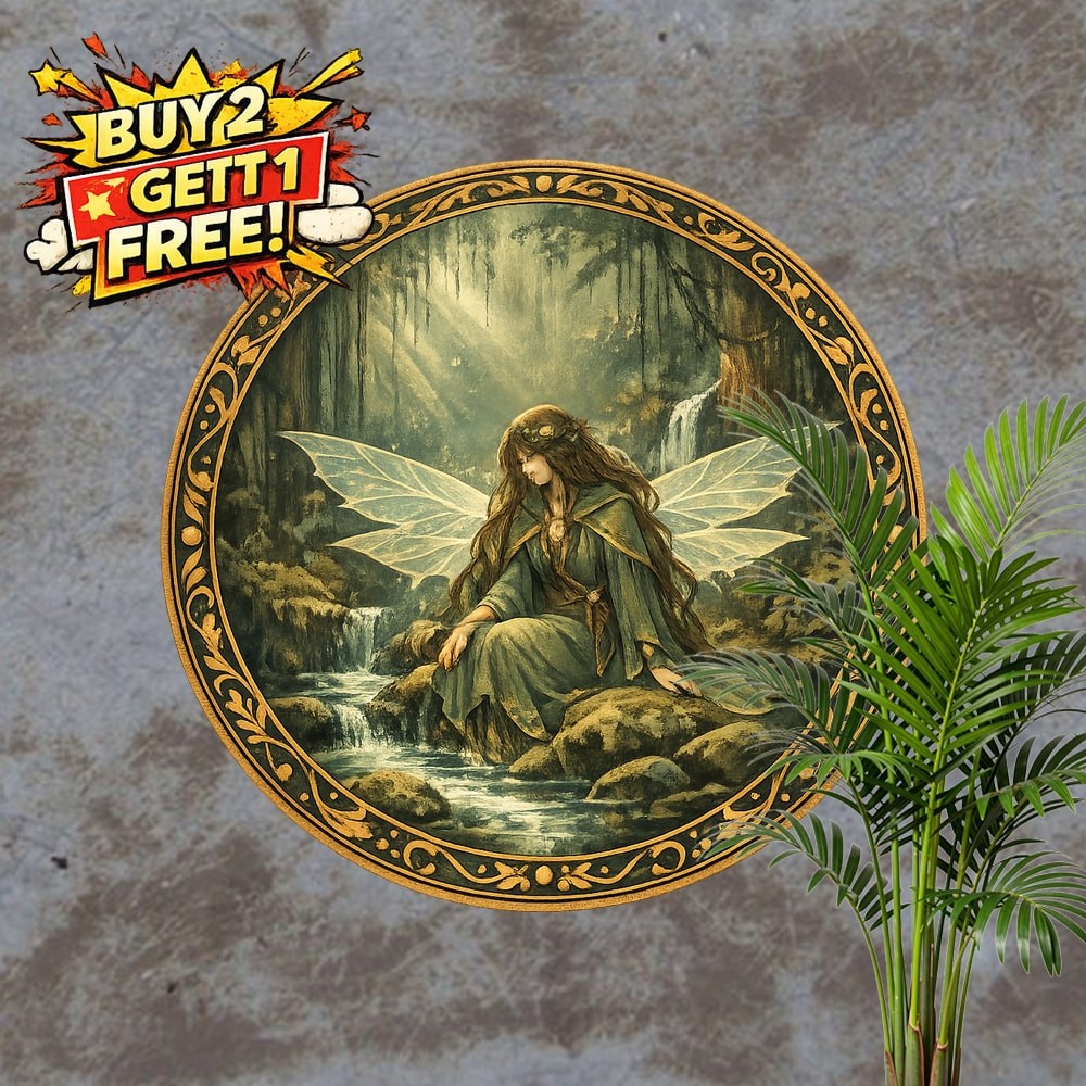 Enchanted Forest Fairy Round Aluminum Sign Mystical Wall Decor Metal Tin Plaque