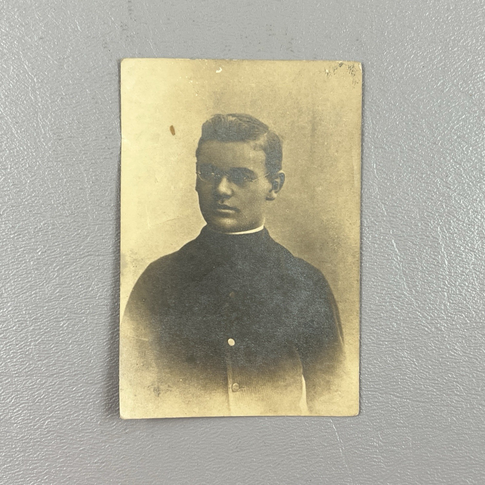 Antique Portrait Photo Handsome Young Man Teen Boy Glasses 3.5\