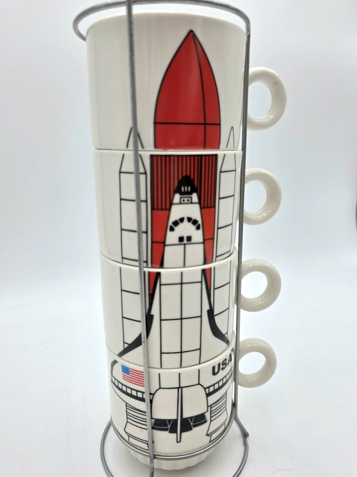 Space Shuttle Stacking Mugs Set 4 U.S. Space & Rocket Center Huntsville VTG