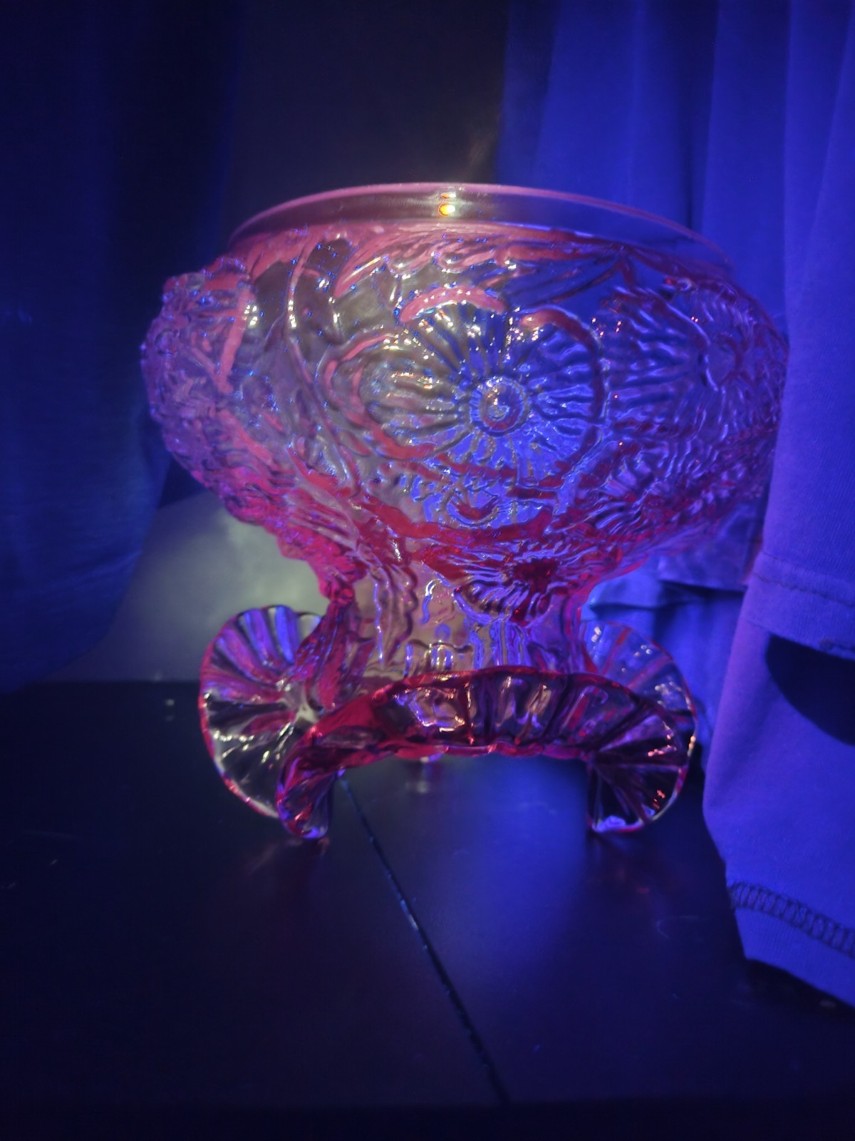 Fenton Dusty Rose Poppy Lamp Shade UV Reactive Selenium Glow Glass Parts