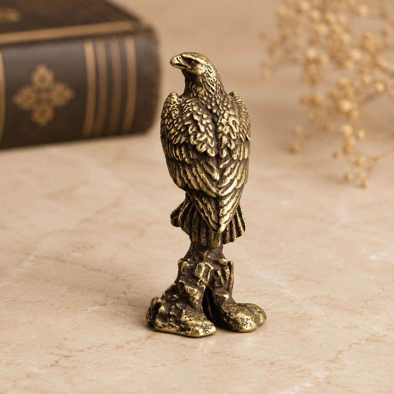 Mini Vintage Brass Eagle Statue Ornament Animal Collectible Decor Veteran USA