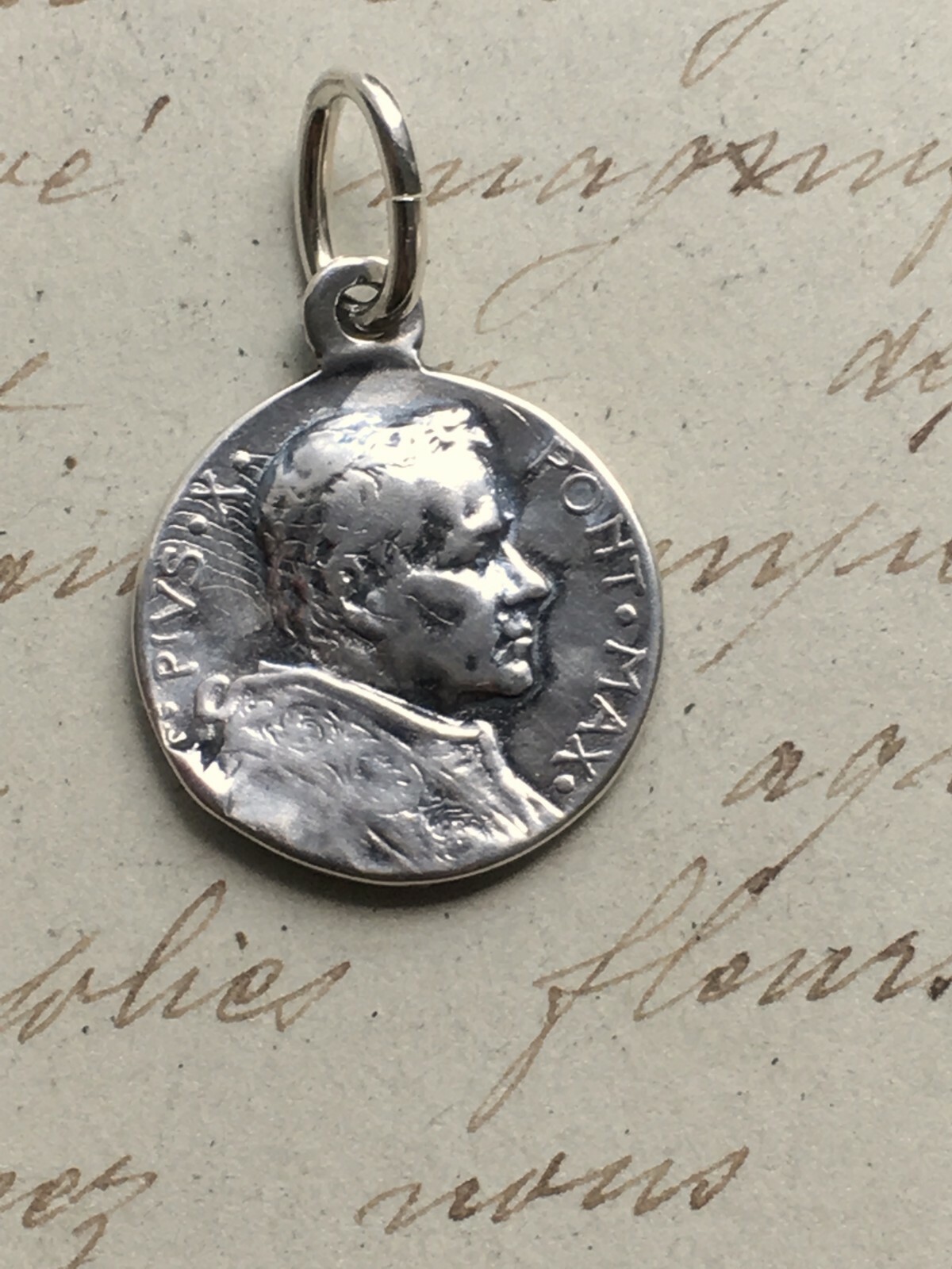 Pope Pius X / St Peter Medal  - Sterling Silver Antique Replica
