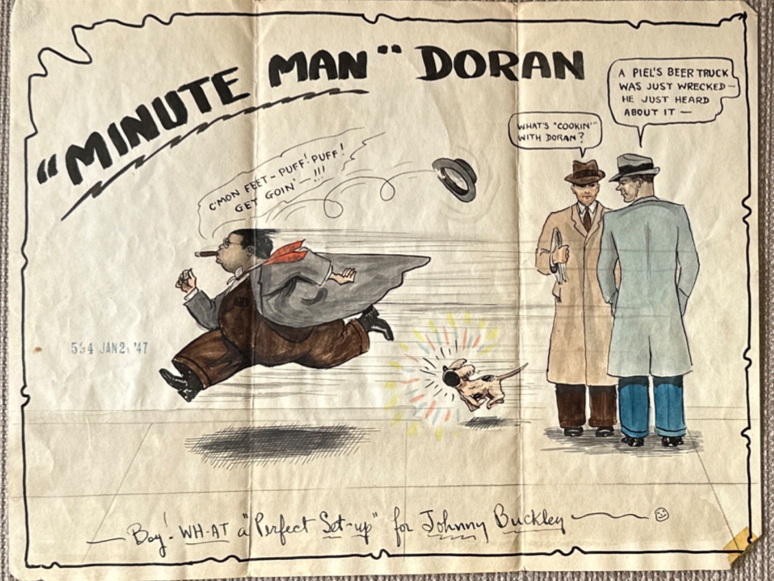 RARE Original Ink Drawing #594 ‘Minute Man Doran Stamp 1947