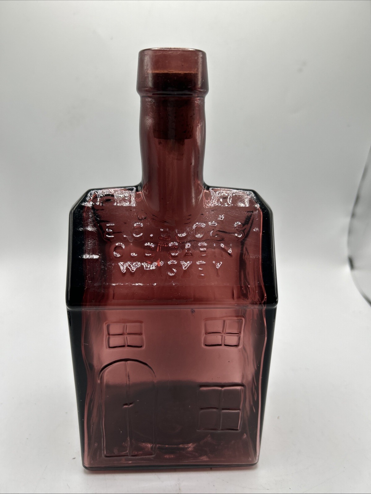Vintage E.C. Booz\'s Old Cabin Whiskey Bottle Amethyst  Wheaton Glass