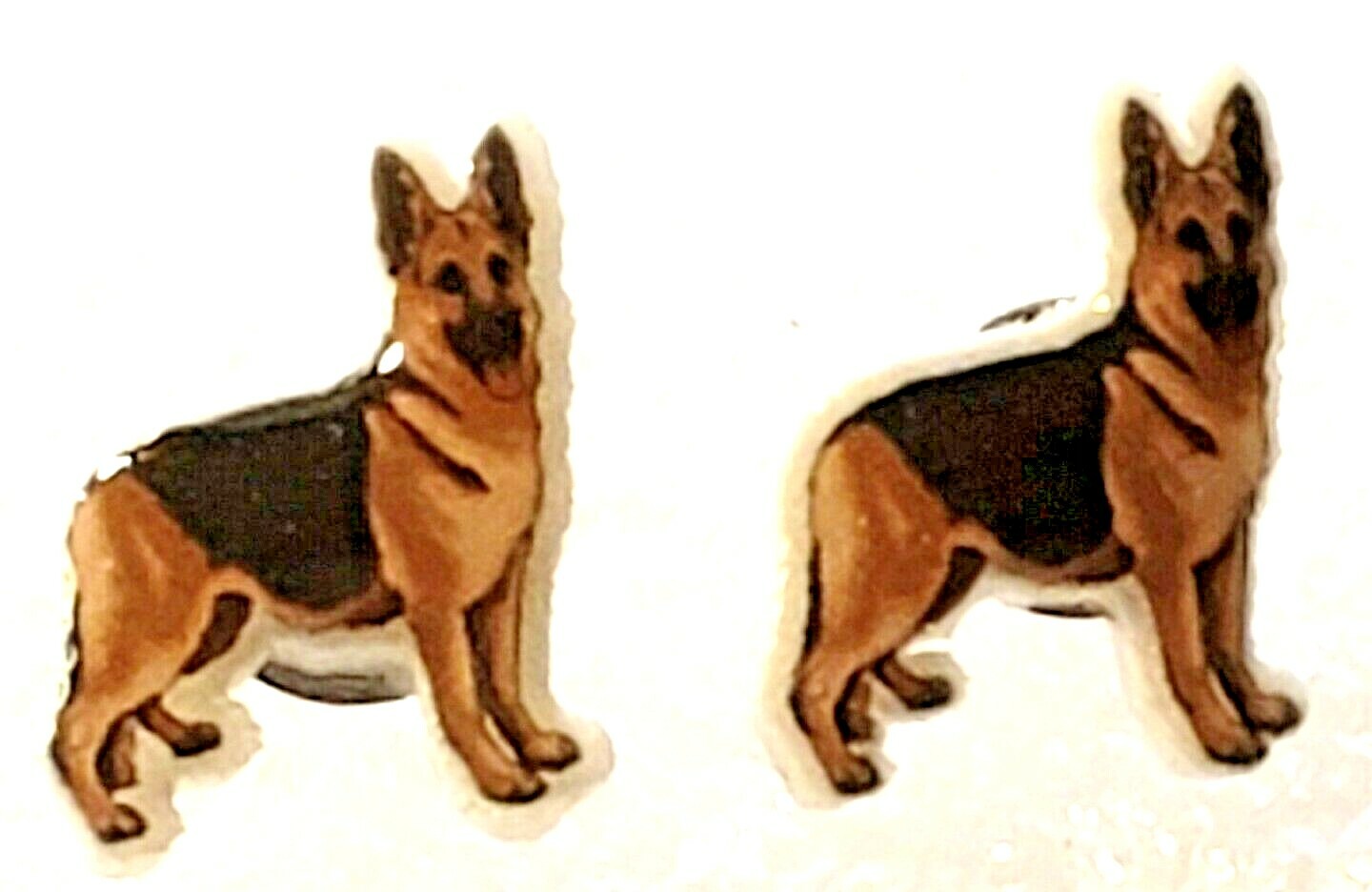 German Shepherd Dog Alert Teeny Tiny Flat Acrylic Post Stud Earrings Jewelry