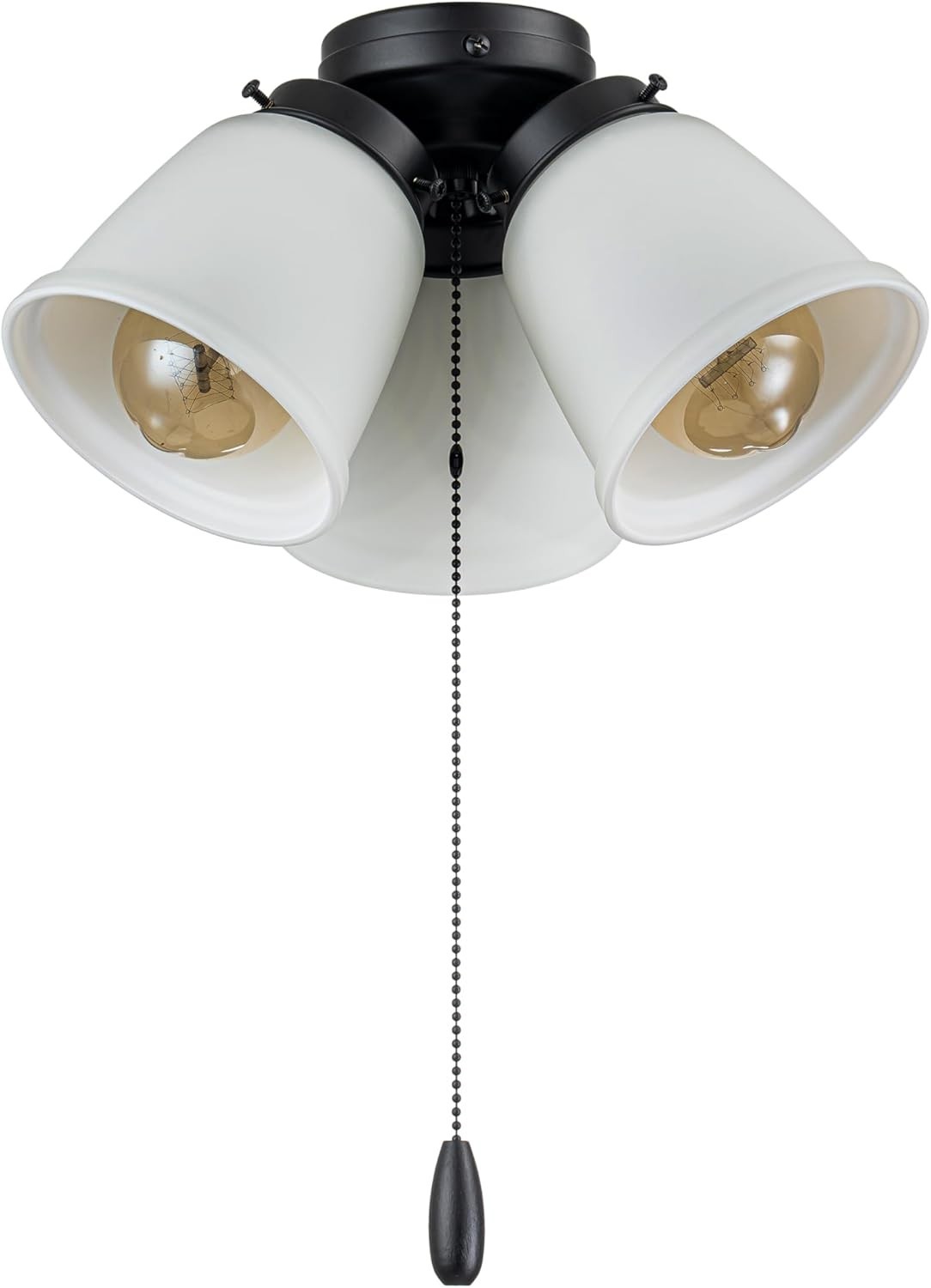 Aspen Creative 22012-2 3-Light Ceiling Fan Light Kit Pull Chain Matte Black