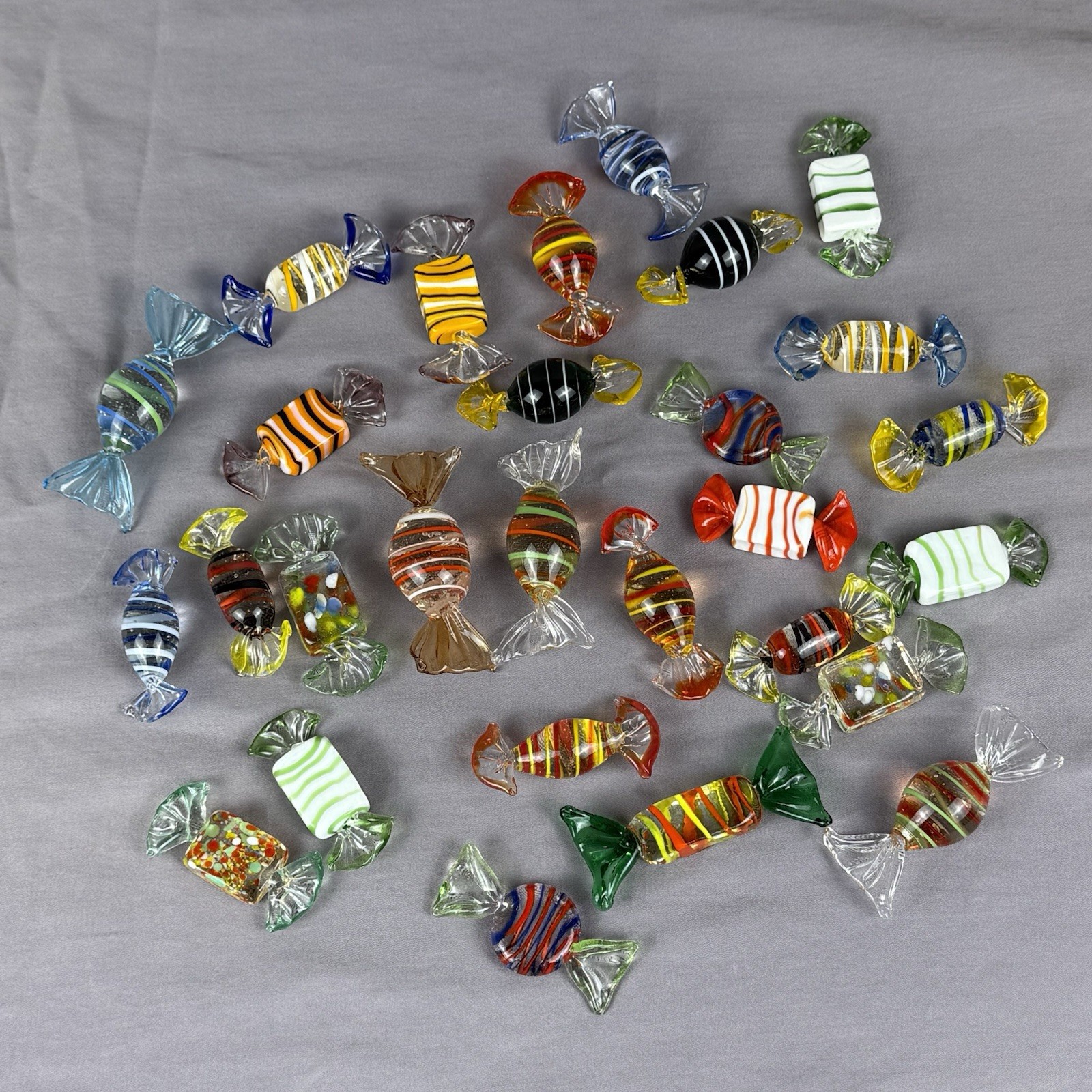 VTG Murano Style Hand Blown Art Glass Candy Lot 27 Wrapped Sweets Dish Filler