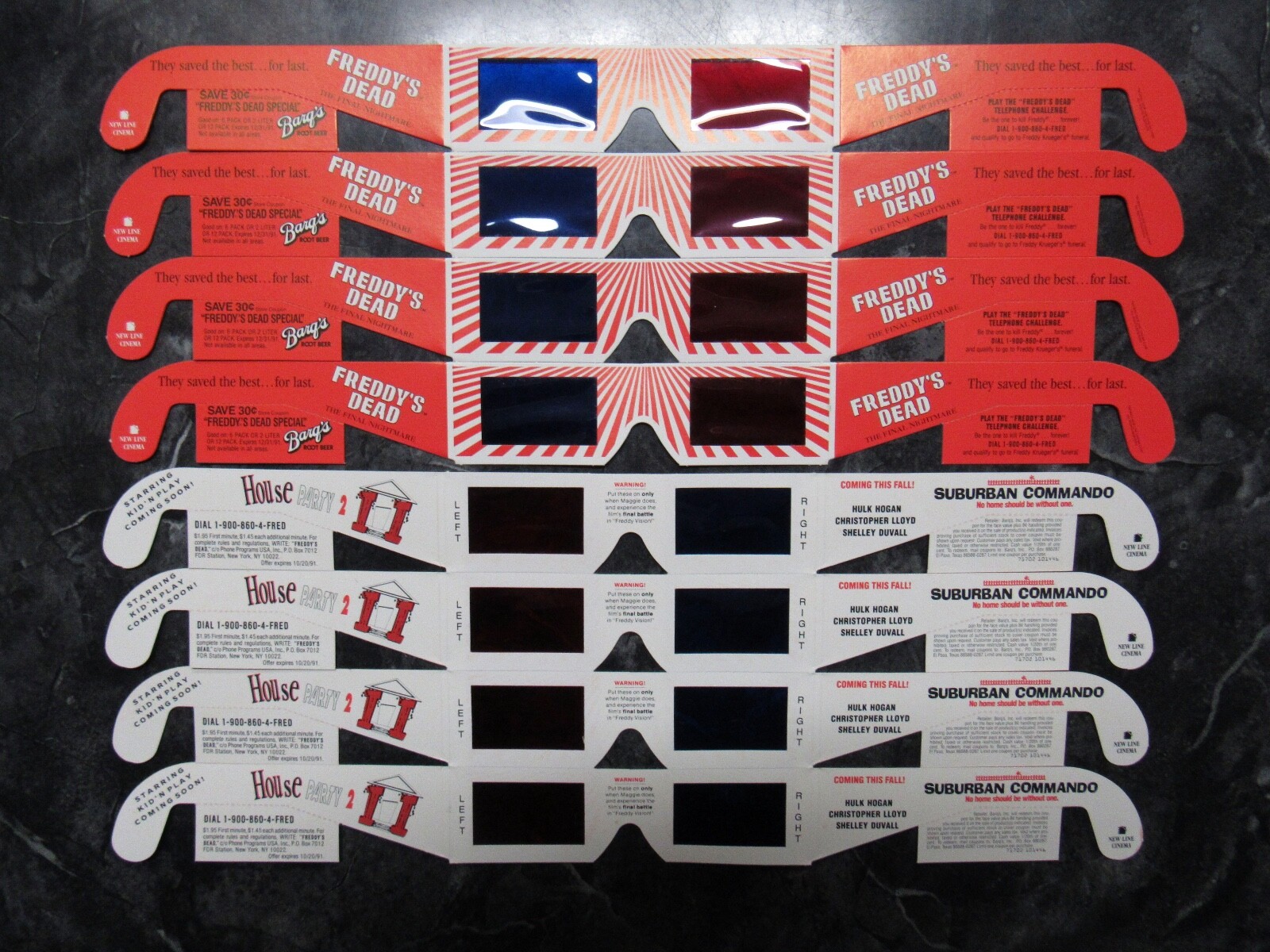 2 Pairs Vtg 1991 Freddy's Dead 3-D Theater Glasses Final Nightmare On Elm Street
