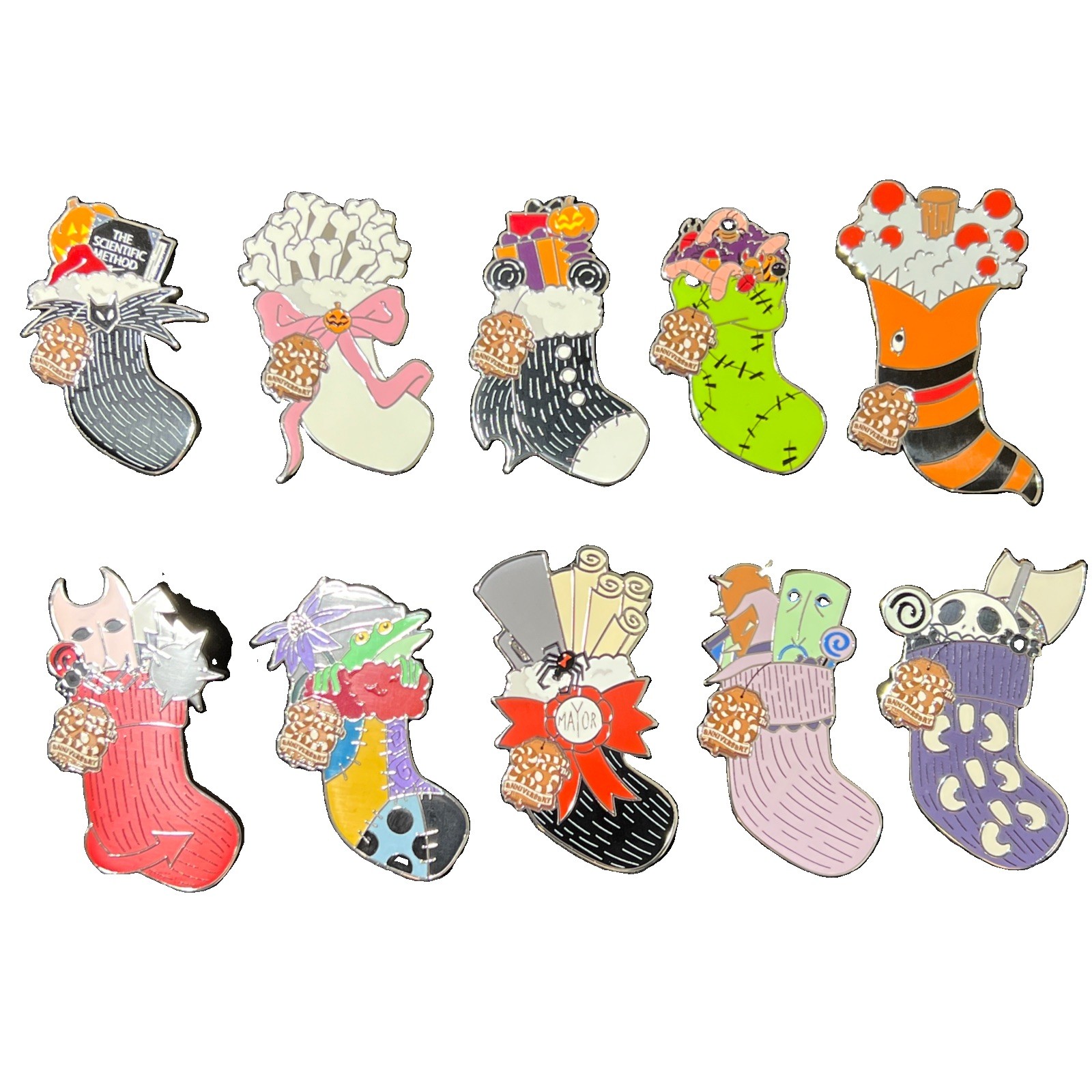 Disney 25th Anniversary Nightmare Before Christmas Stockings Mystery 10 Pin Set