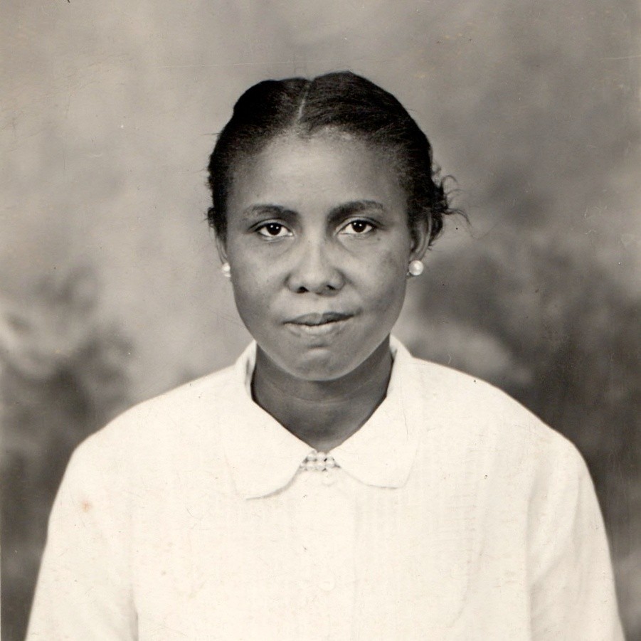 c1950s African American Woman RPPC Studio Portrait Pearl Earrings White Blouse