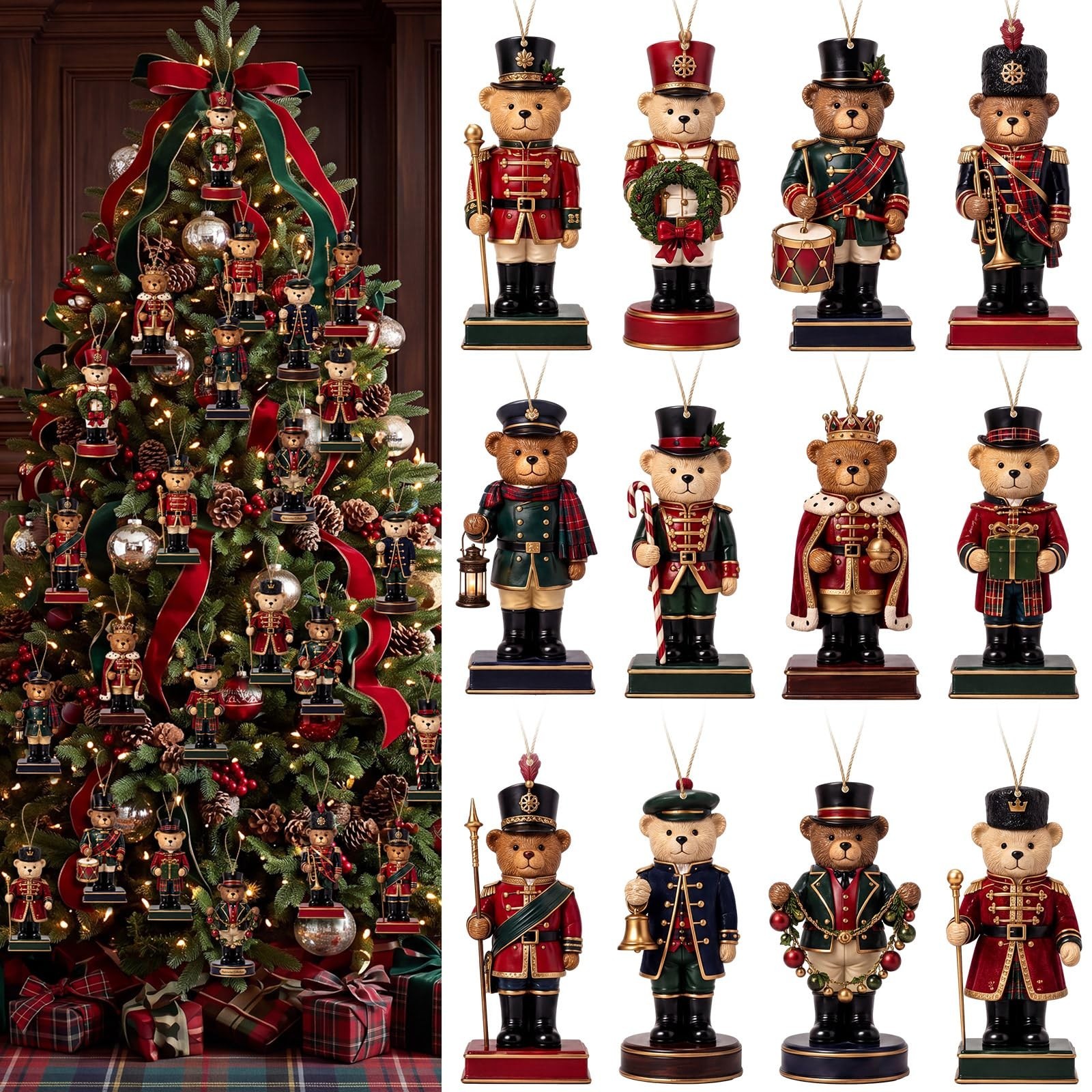36pcs Christmas Teddy Bear Ornaments - 3.94