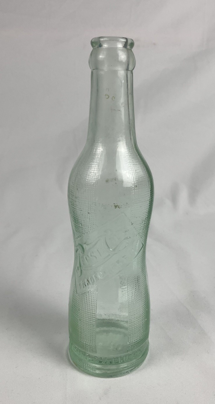 PEPSI COLA Vintage Bottle Aqua Glass Pinch Peanut 6 1/2 oz Akron, Ohio 1920's