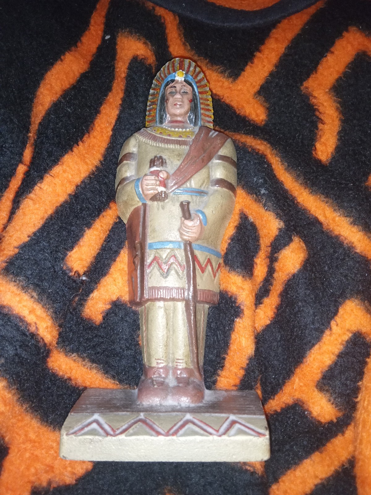 Vintage Cast Iron American Indian Chief Bookends Statue 