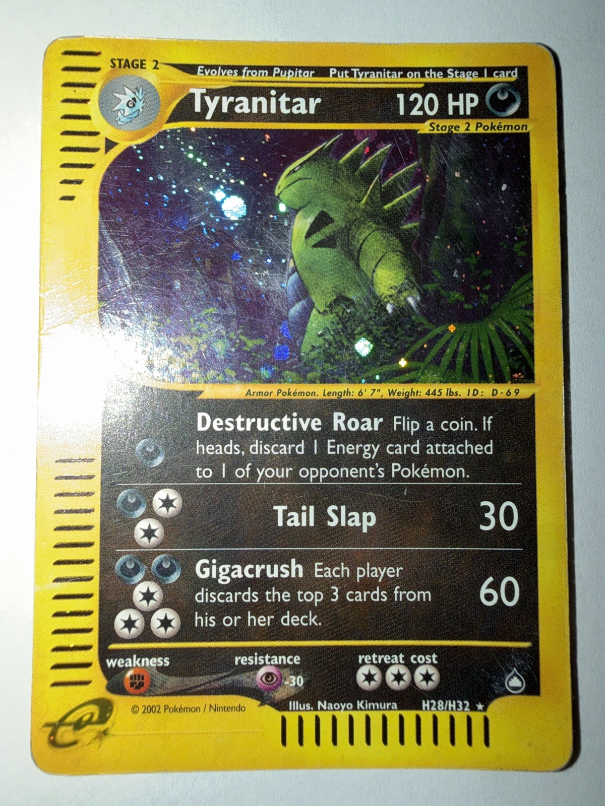 Tyranitar H28/H32 Aquapolis Holo Ultra Rare Pokemon TCG e-reader - Holo Swirl