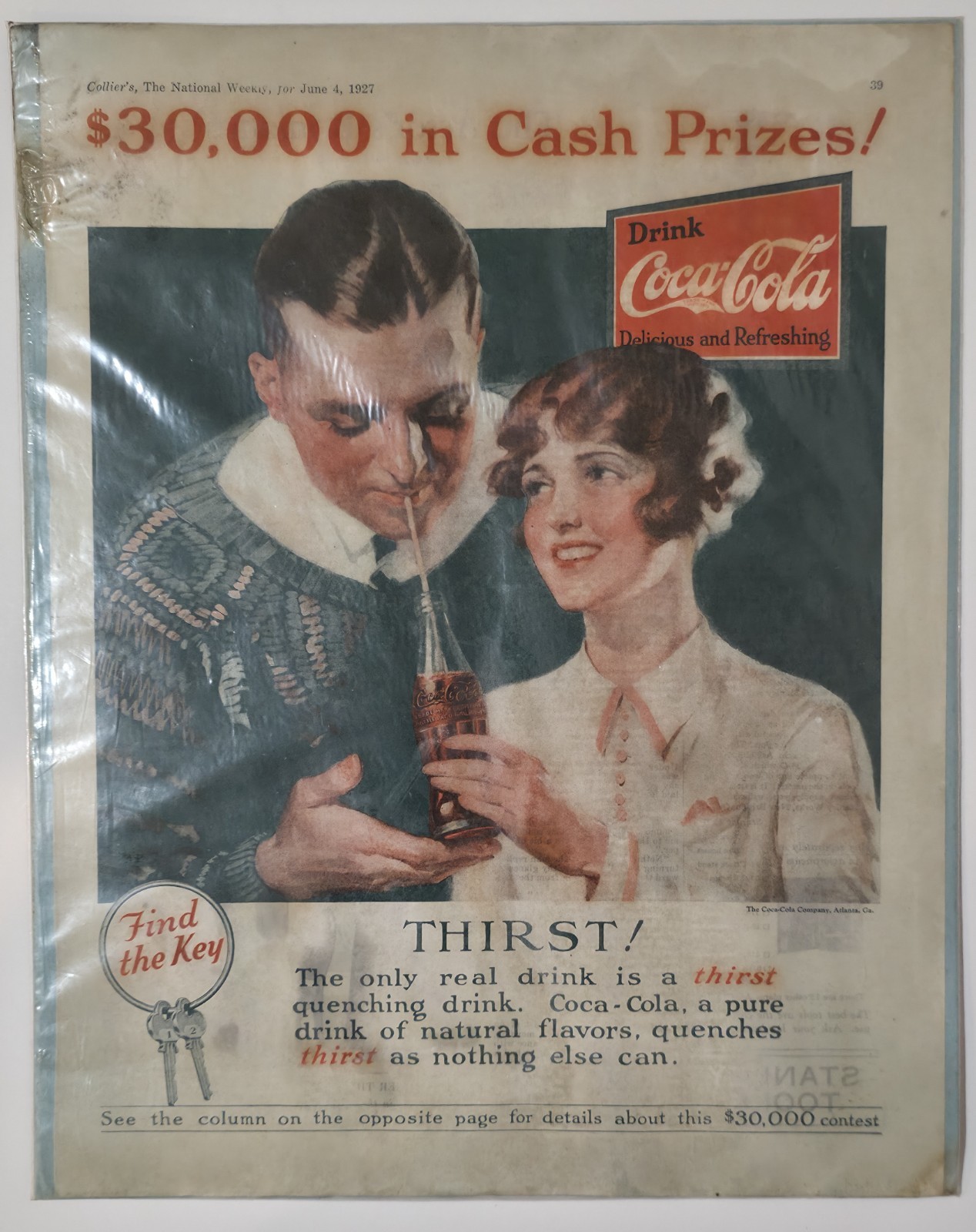 VINTAGE Cola-Cola Collier\'s national weekly June 1927