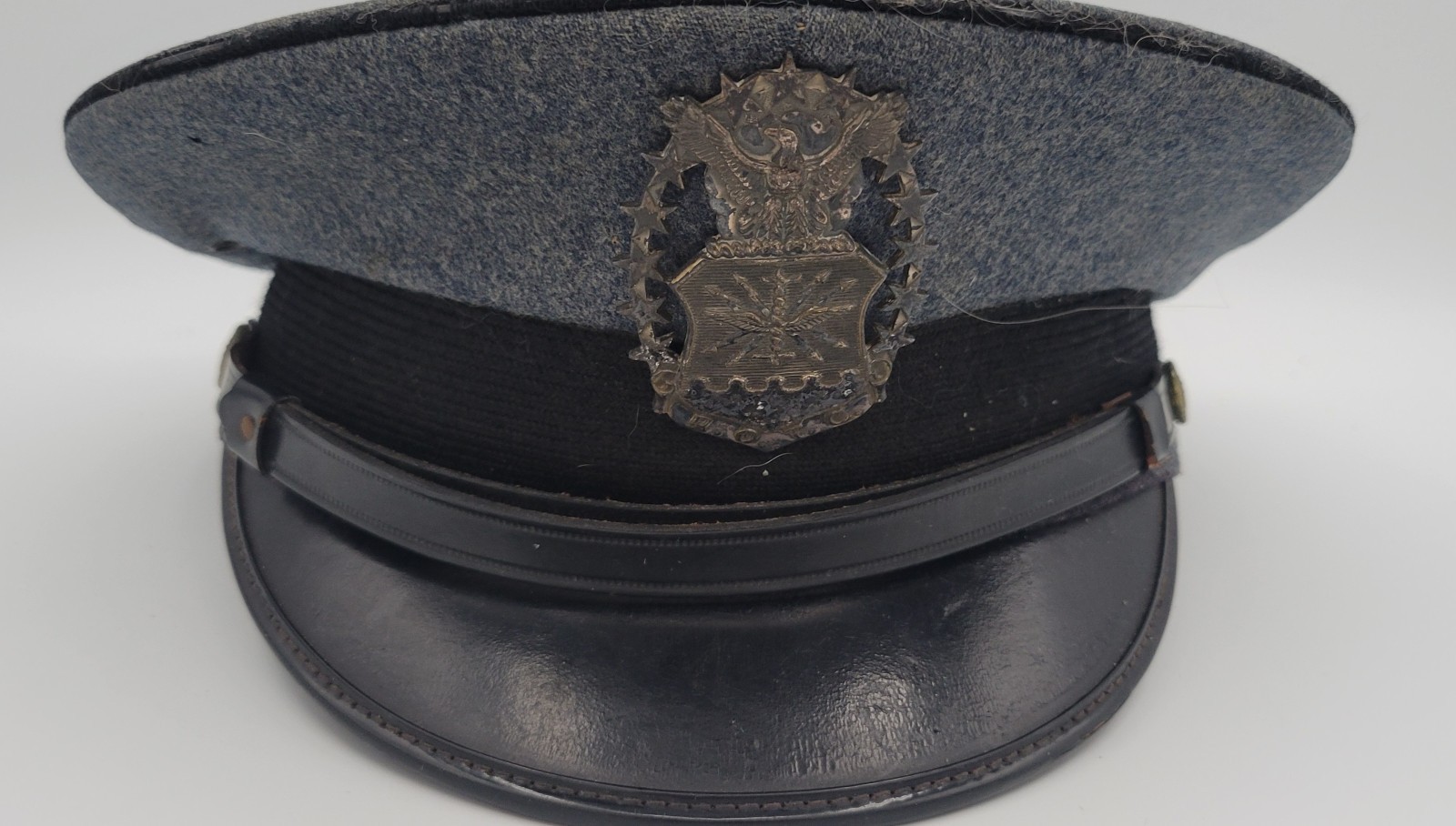 VINTAGE 50's-Vietnam Era USAF Cadet ROTC Officer Service Cap Blue/Gray 