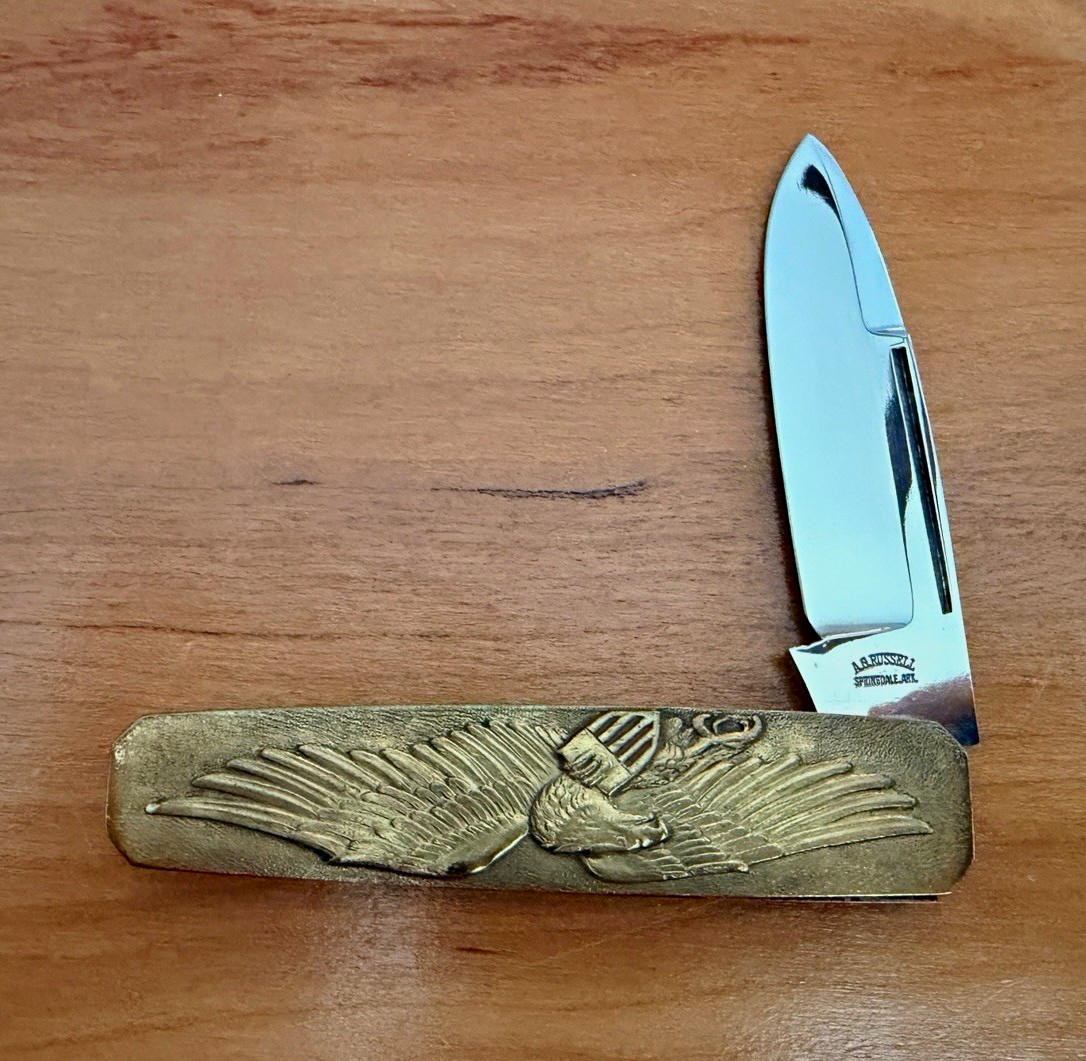 A.G. Russell USA 1776-1976 Pocketknife Brass Handle SS Clip Point 1976