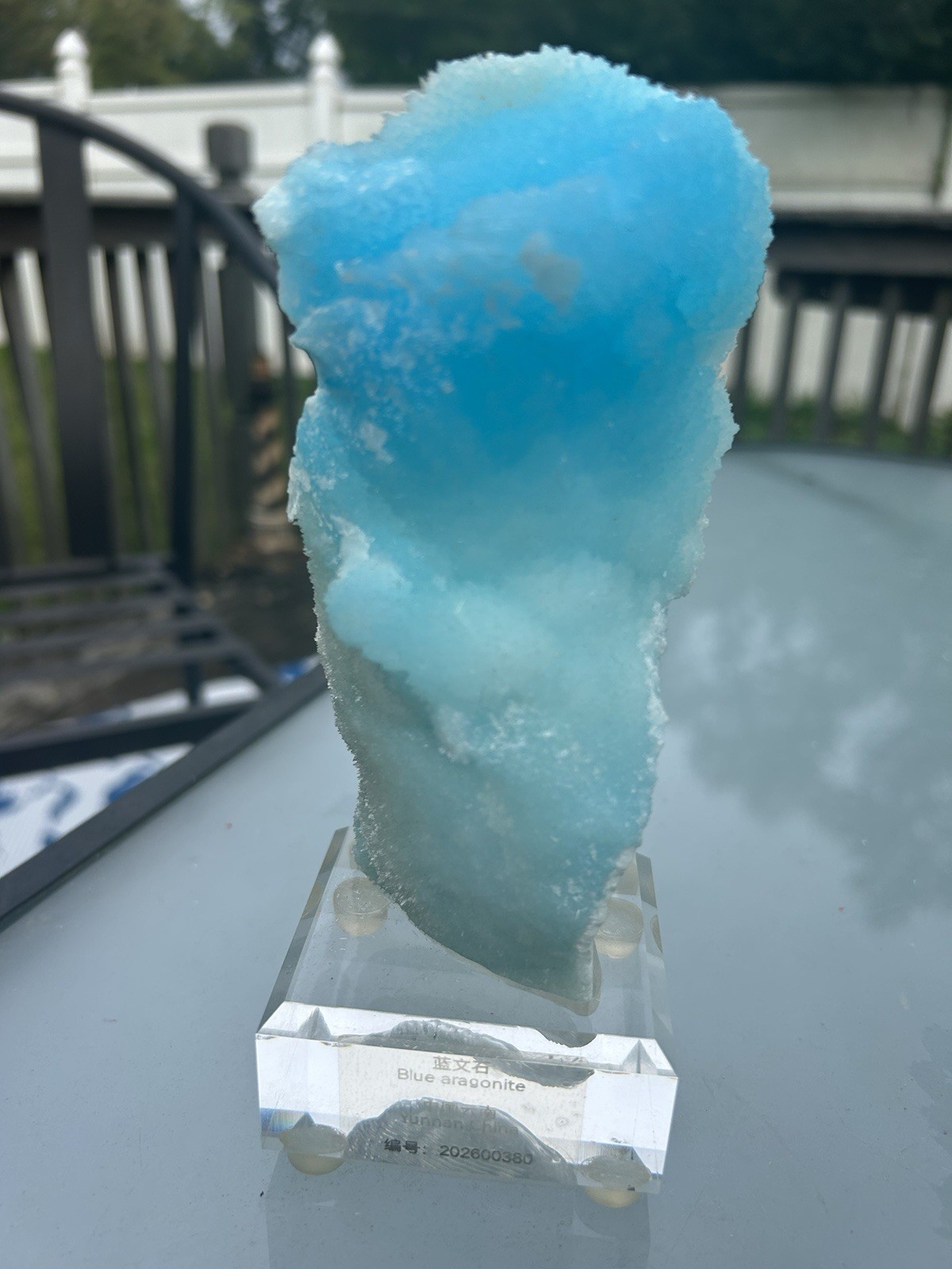 719g Natural Blue Aragonite Mineral Specimen w/ Custom Stand