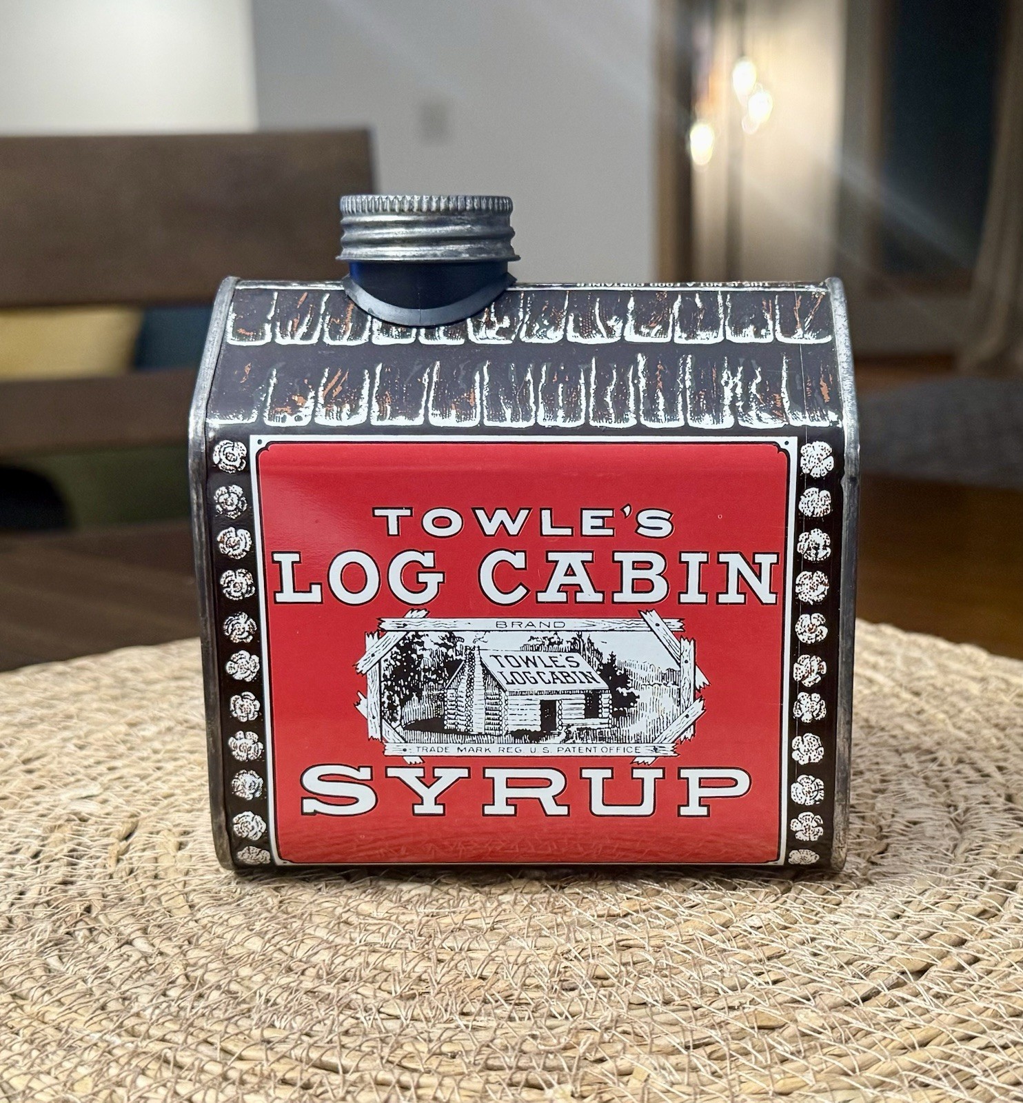 Vintage 1979 Log Cabin Syrup Tin Coin Bank General Foods Advertising Promo