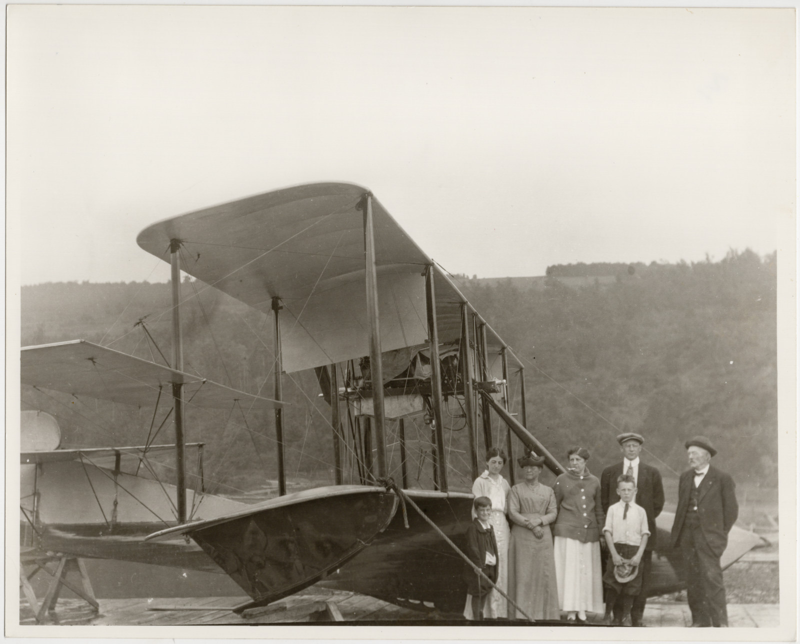 Early Curtiss-Type Flying Boat Photo 1910s Seaplane Pusher Biplane Aviation 10x8