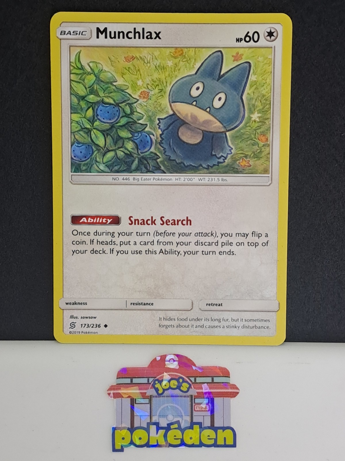 Pokemon Munchlax Card 173/236 Unified Minds Light Play Condition