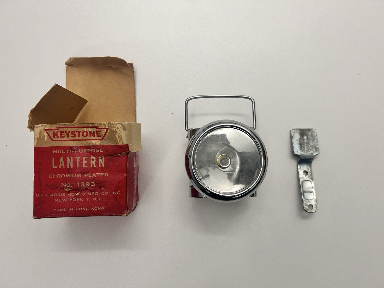 VINTAGE Keystone Lantern Multi-Purpose Chromium Plated NO 1393 Camping w/Bracket