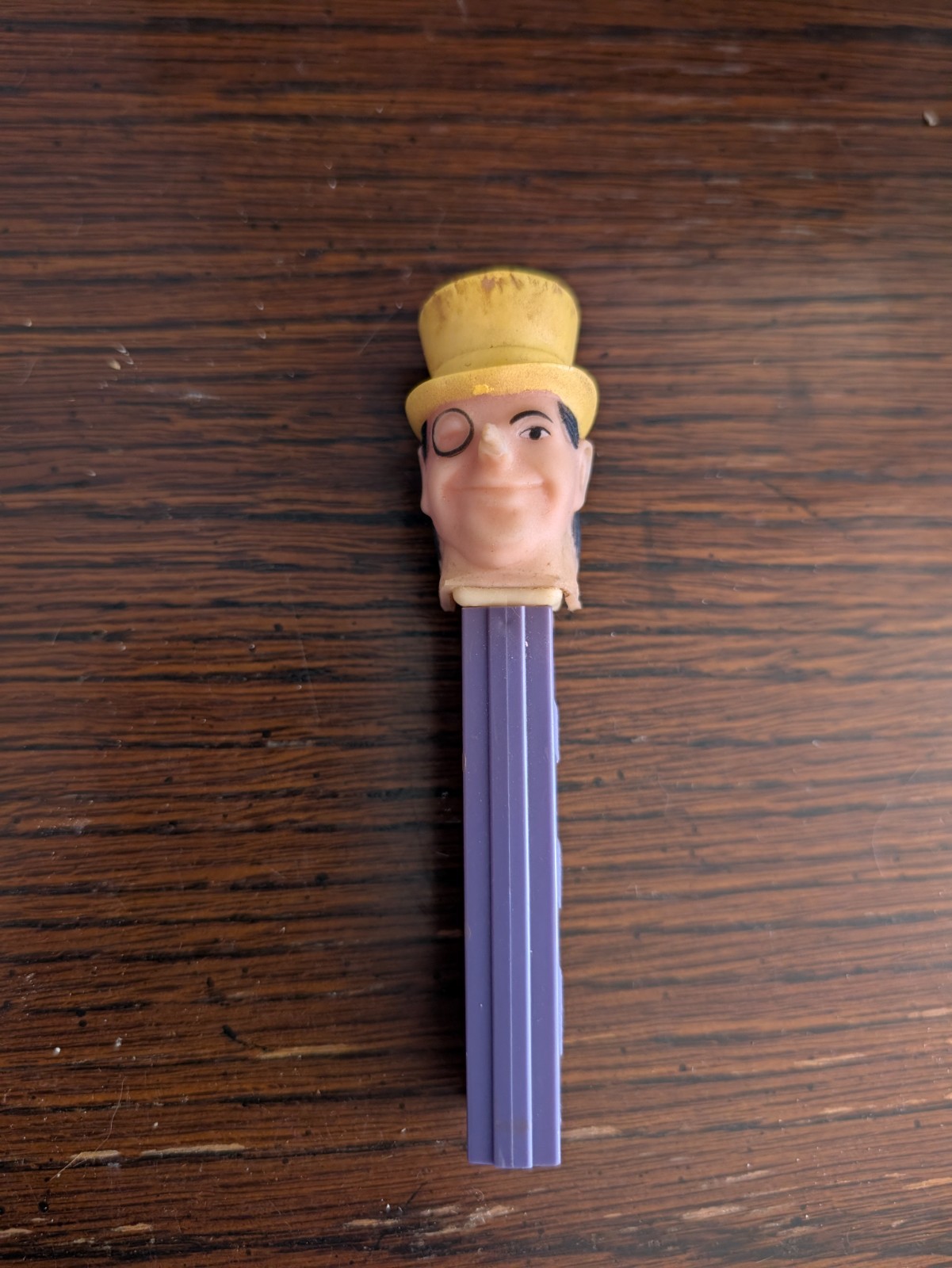 Vintage 1978 The Penguin PEZ Dispenser Soft Head No Feet Purple Stem DC Comics