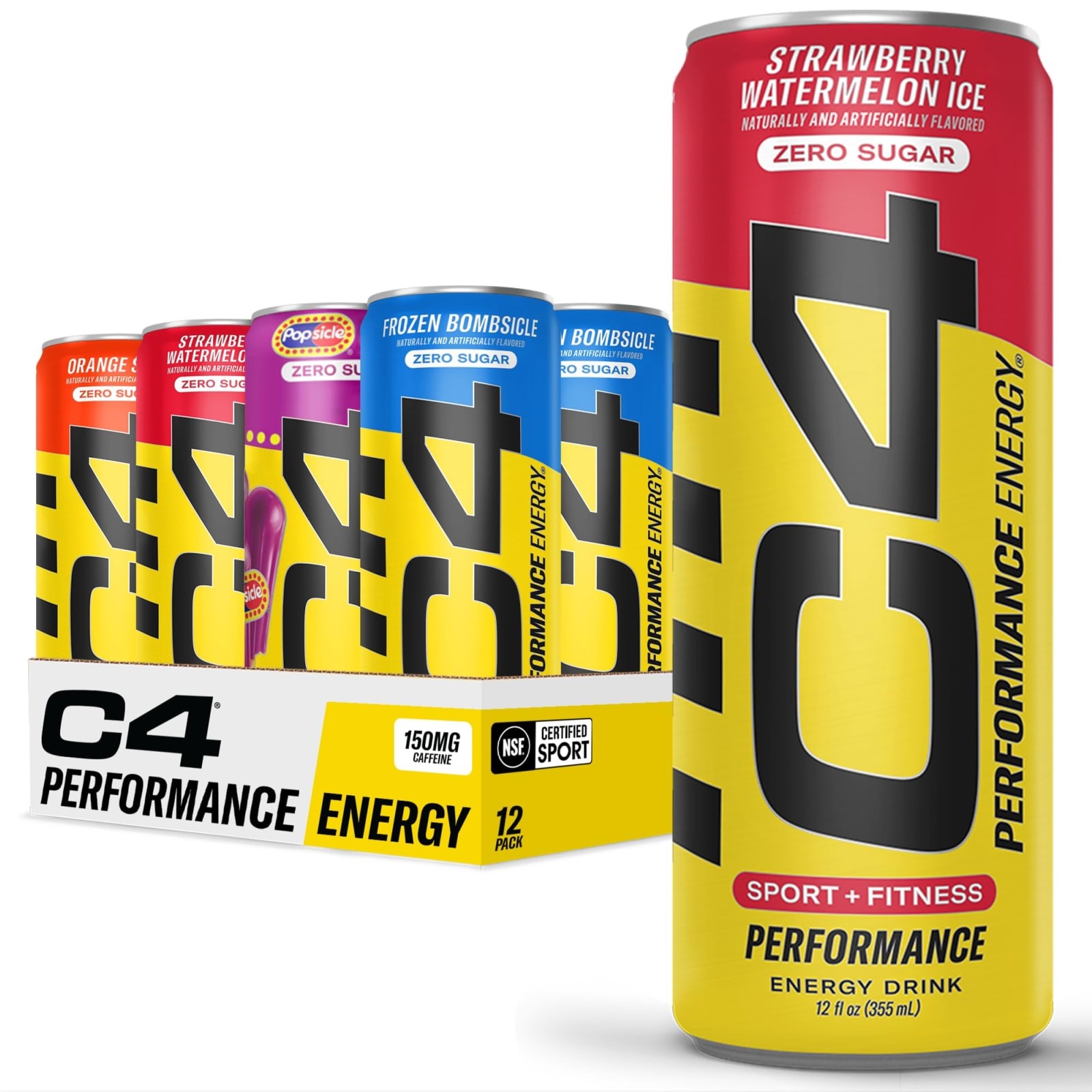 C4 Popsicle Variety Energy Drink 12 Fl Oz 12 Pack Zero Sugar 150mg Caffeine