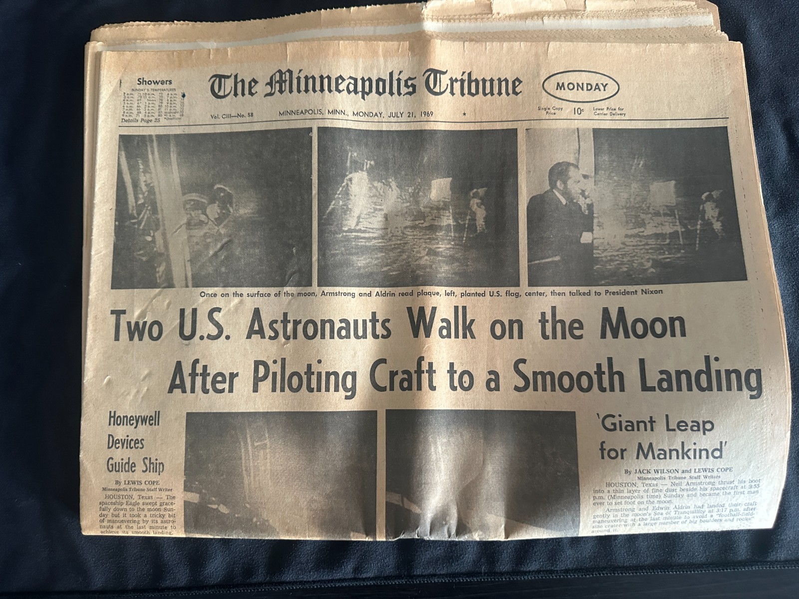 1969 Apollo Moon Landing Newspaper Minneapolis Tribune July 21, 1969