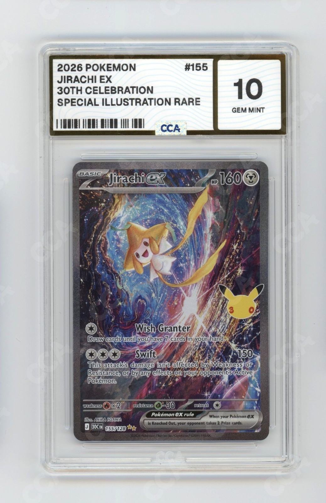 2026 Pokemon 30th Celebration Jirachi ex #155 Holo CCA 10 Gem Mint