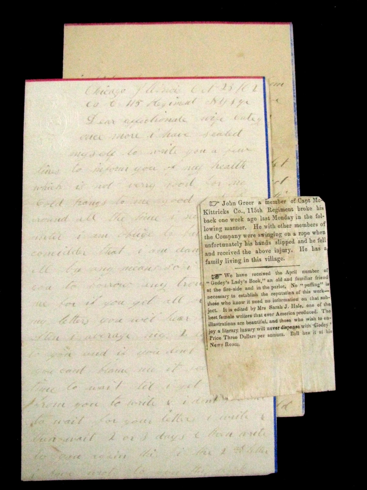 CIVIL WAR PAROLE CAMP CHICAGO 115TH NY \