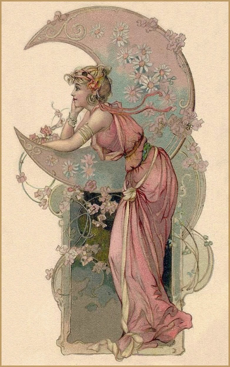 Moon : Alphonse Mucha : Archival Quality Art Print Suitable For Framing 13x19
