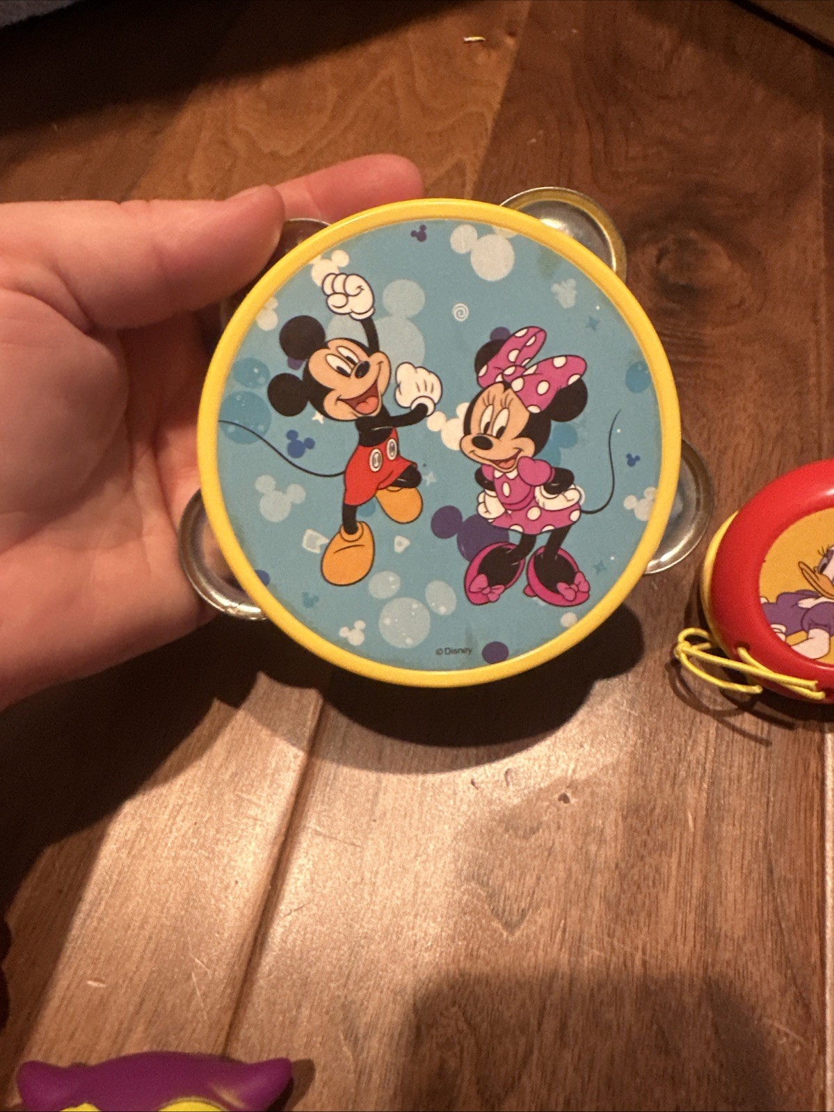 DISNEY Vintage Tambourine Mickey Minnie Preschool Musical Daisy Clapper Toy