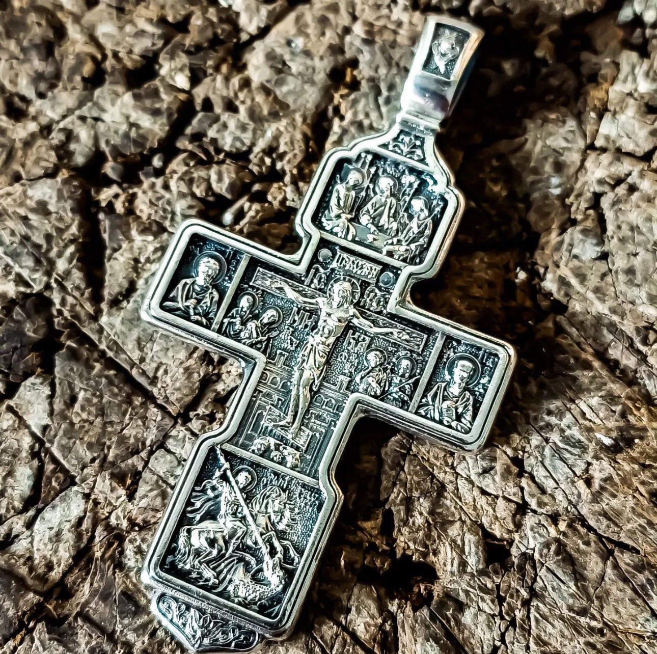 Russian Greek Orthodox Silver 925 Body Cross