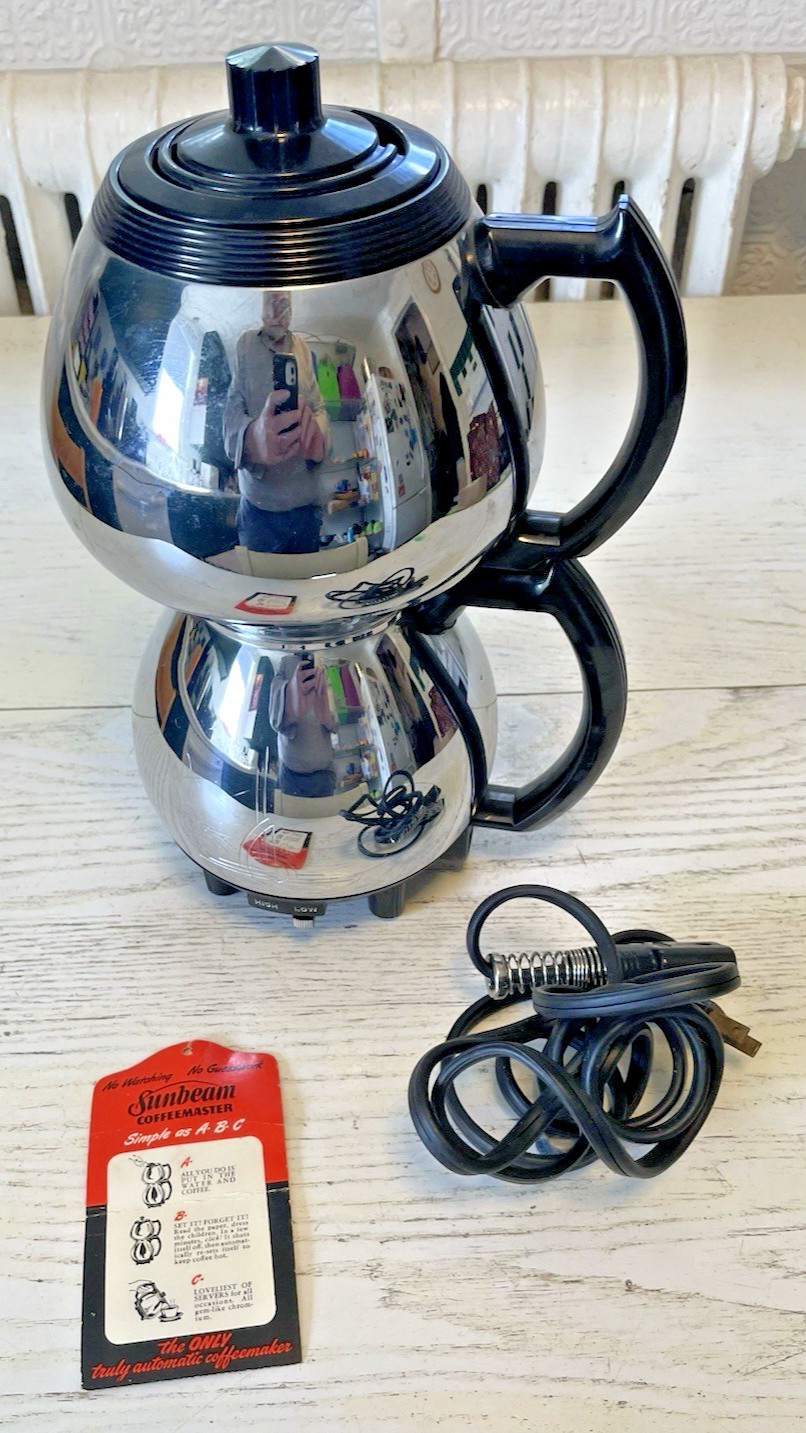 Sunbeam C30 Coffeemaster Percolator Chrome Vintage Double Bubble 6 Cups+ USA