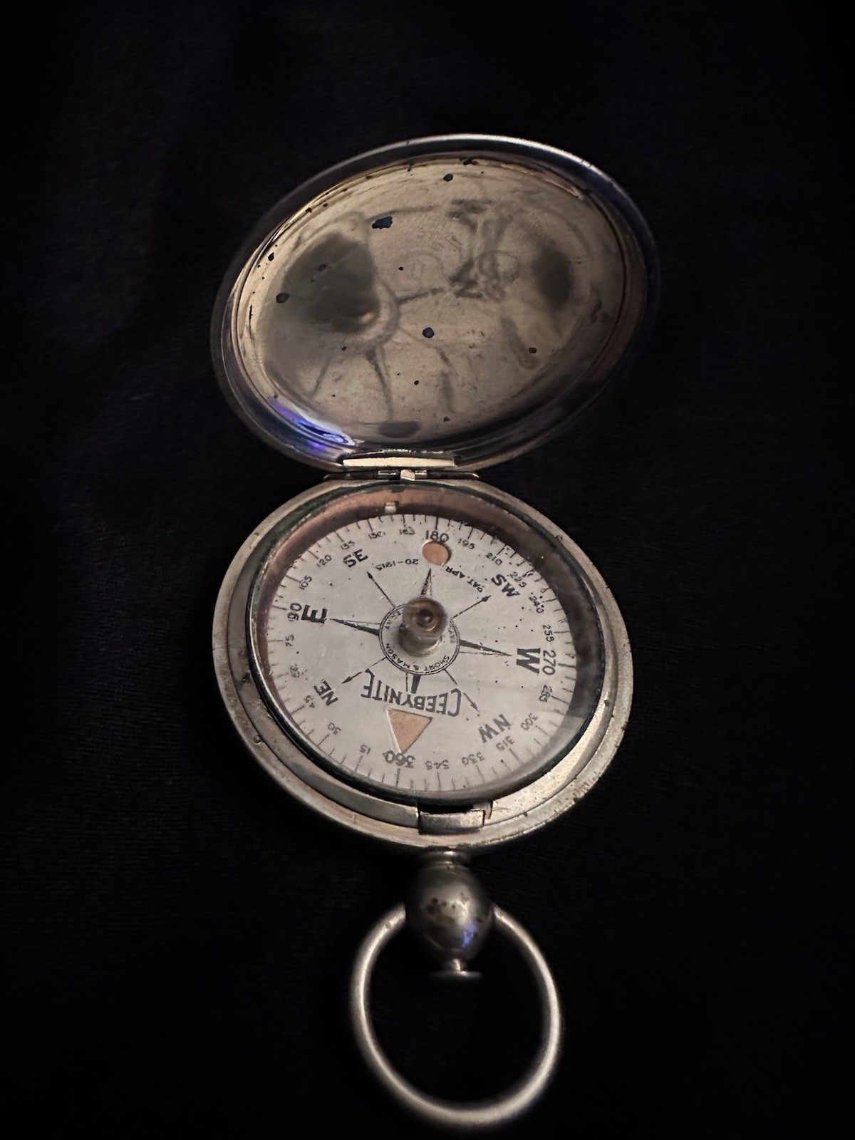 Antique WWI Era Ceebynite Compass Short & Mason Battle carried. 