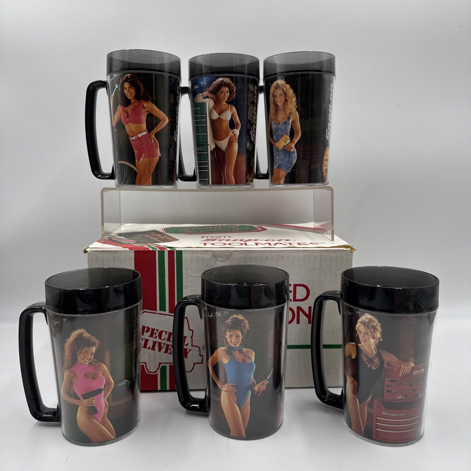 Six Snap On Tool 1994 ToolMate Edition Thermo-Serv Mugs- Insulated, NEW IN BOX