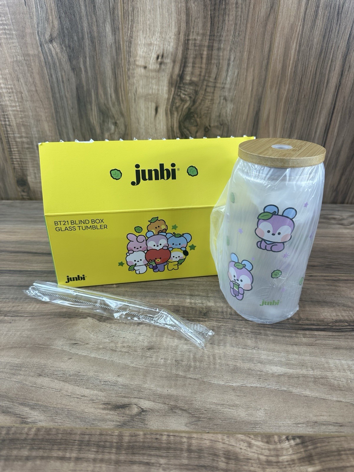 Junbi x BT21 Glass Cup Limited Edition Collaboration BTS Mang  J Hope