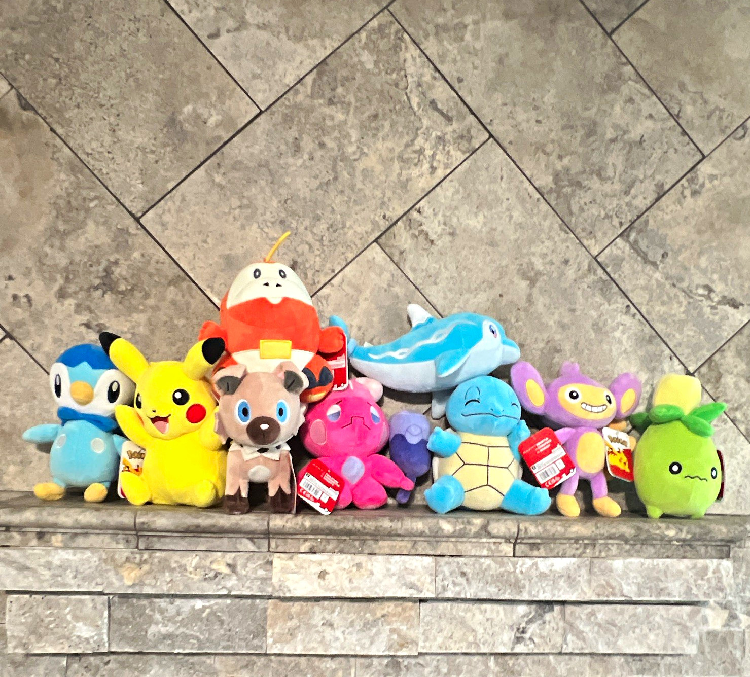 Pokémon Center Lot of 9 Pokémon Plush Stuffed Animals w/ Tags Pikachu Piplup